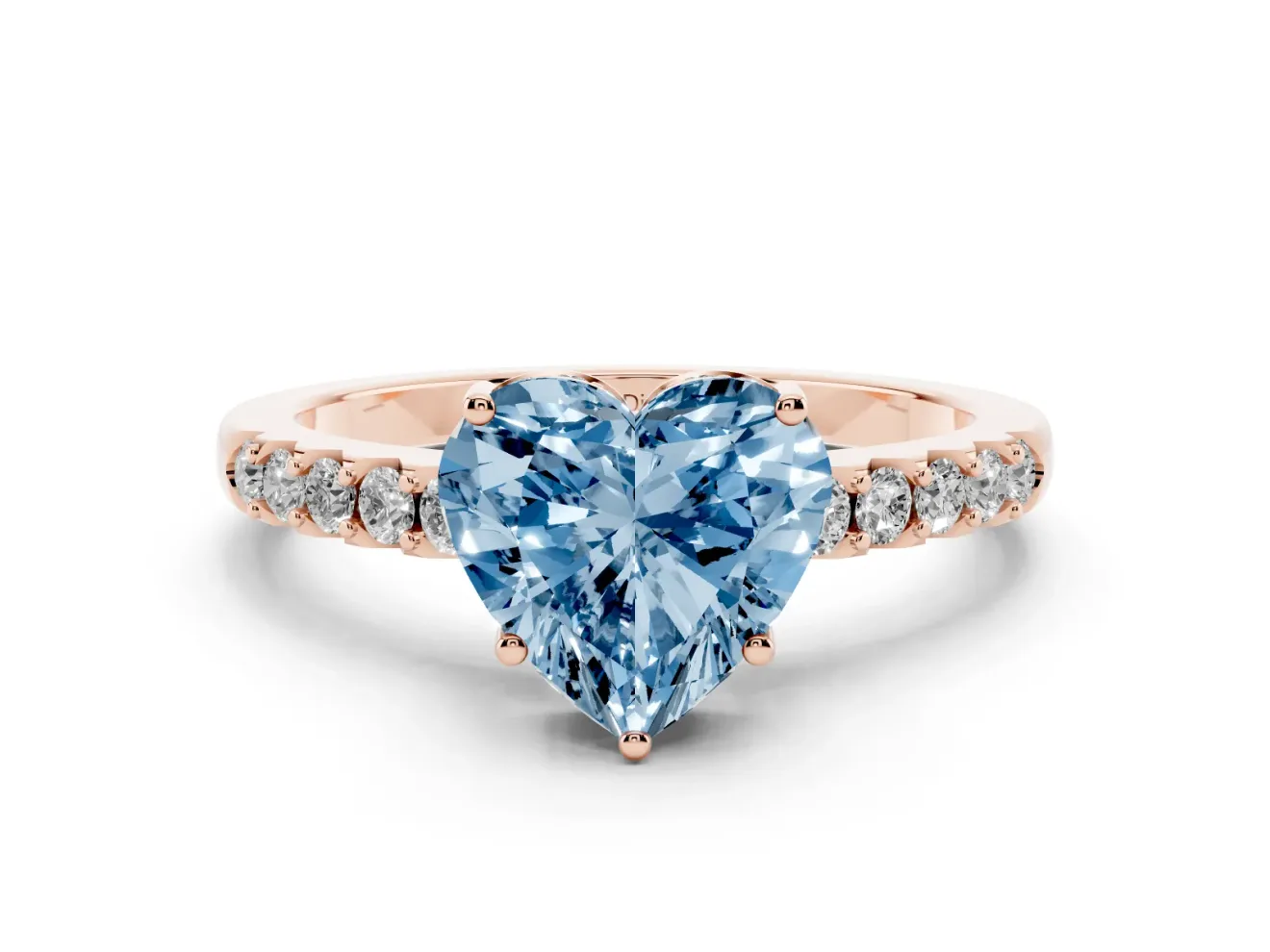 Heart-Shaped Engagement Ring Setting for a Fancy Blue Lab-Grown Diamond | Rose Gold - Design NV-24649