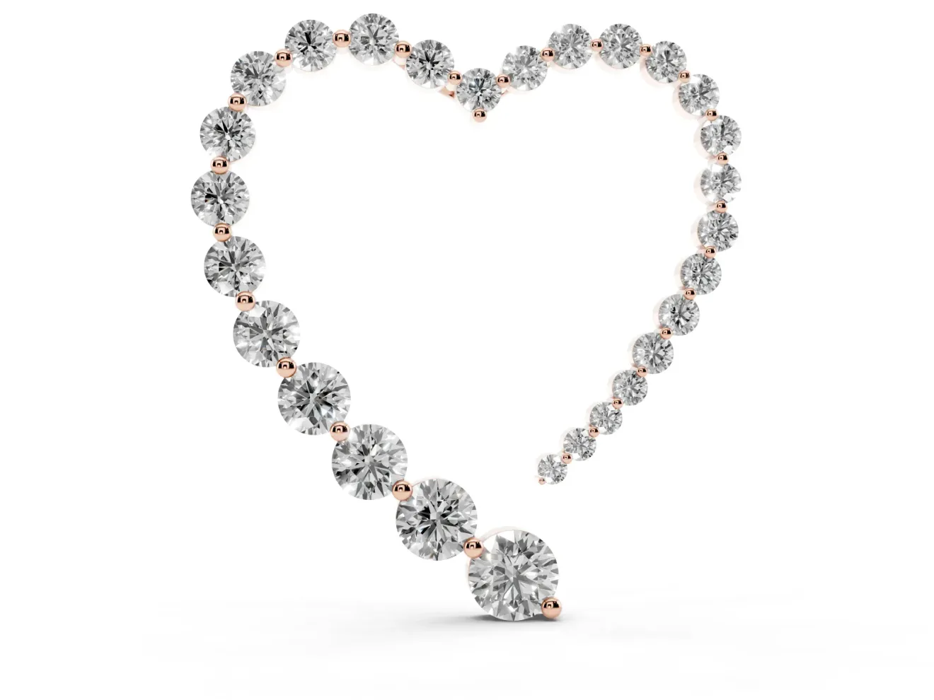 Round Lab-Grown Diamond Open Heart Pendant Necklace | Stone Outline | Rose Gold