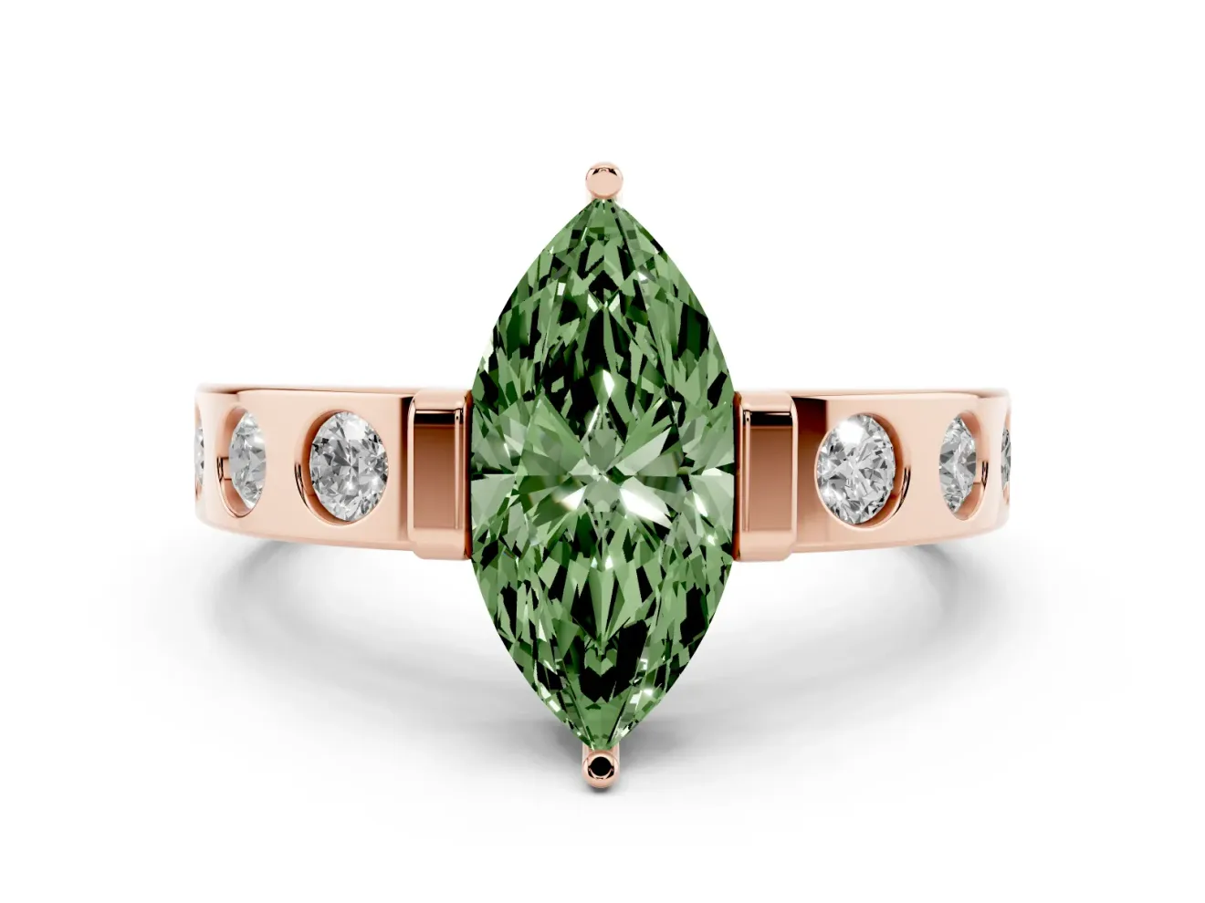 Marquise Tension Style Engagement Ring Setting for a Fancy Green Lab-Grown Diamond | Rose Gold