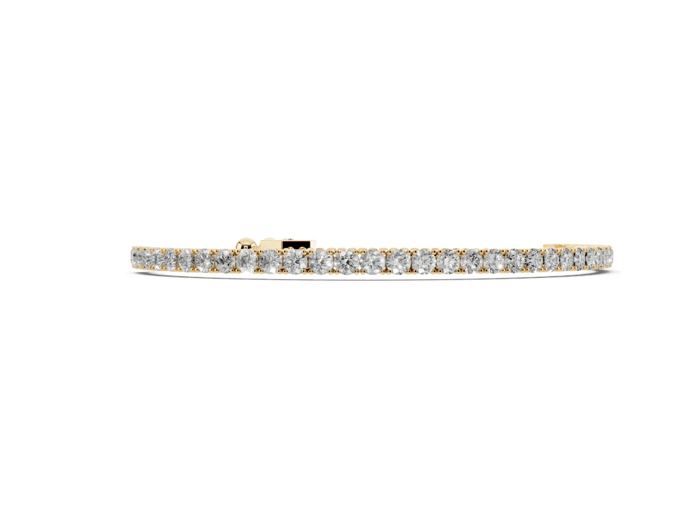 Round Lab-Grown Diamond Tennis Bracelet | Corner Prong Settings | Yellow Gold