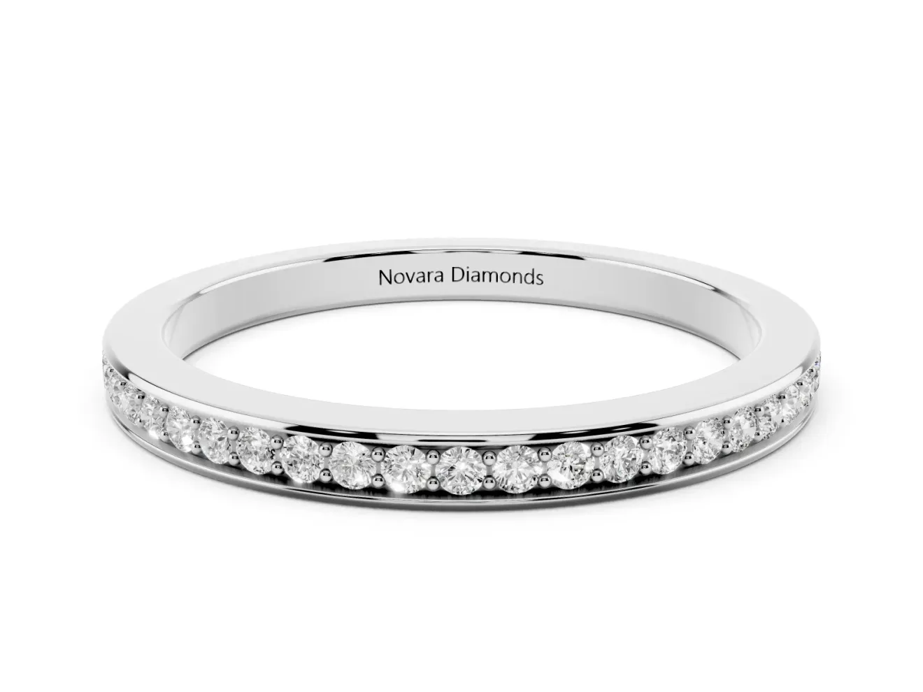 Round Diamond Pavé Eternity Band Set in White gold with Channel Setting