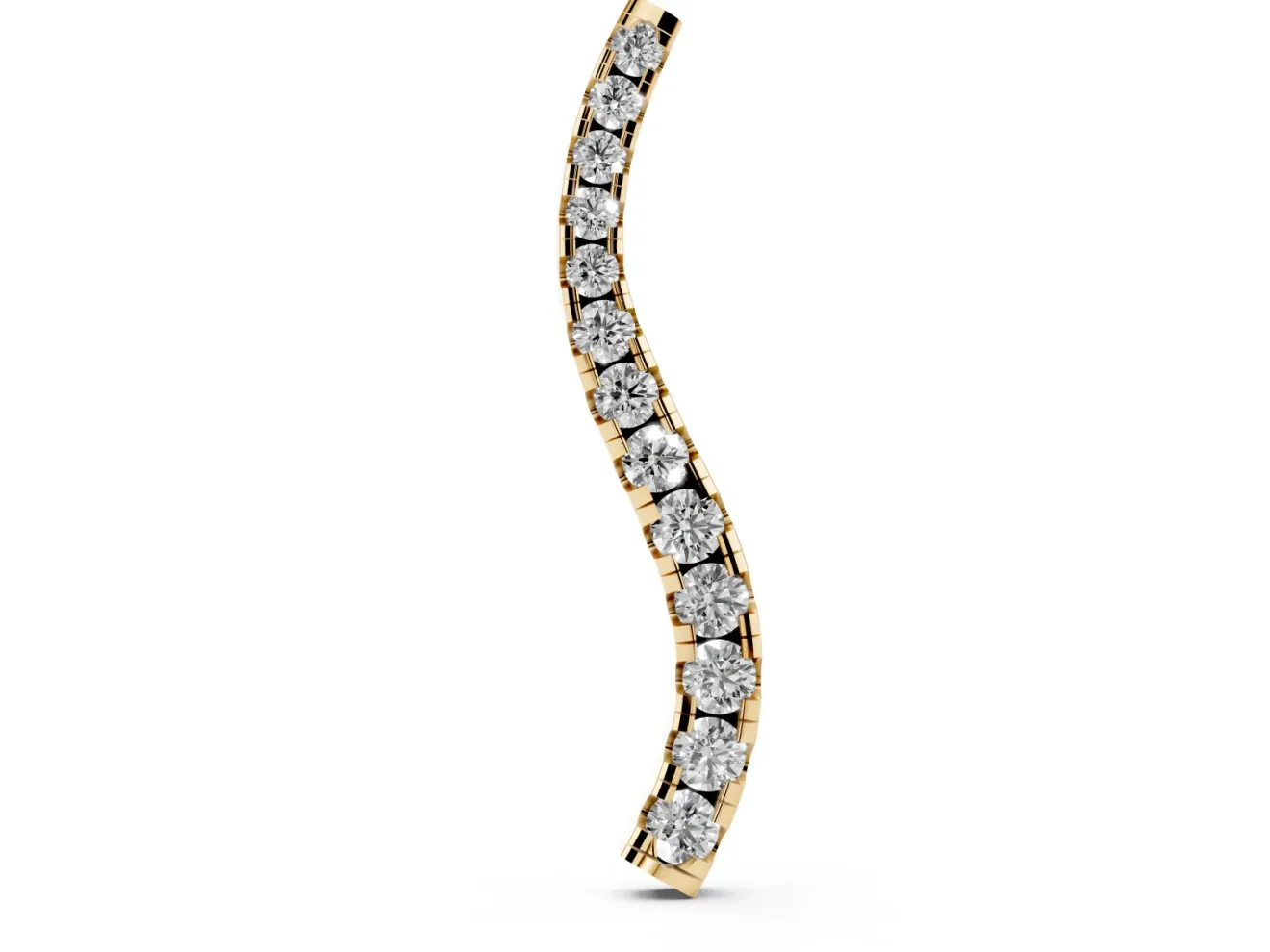 Round Lab-Grown Diamond Graduated S-Wave Pendant Necklace | Shared Prong Row | Yellow Gold