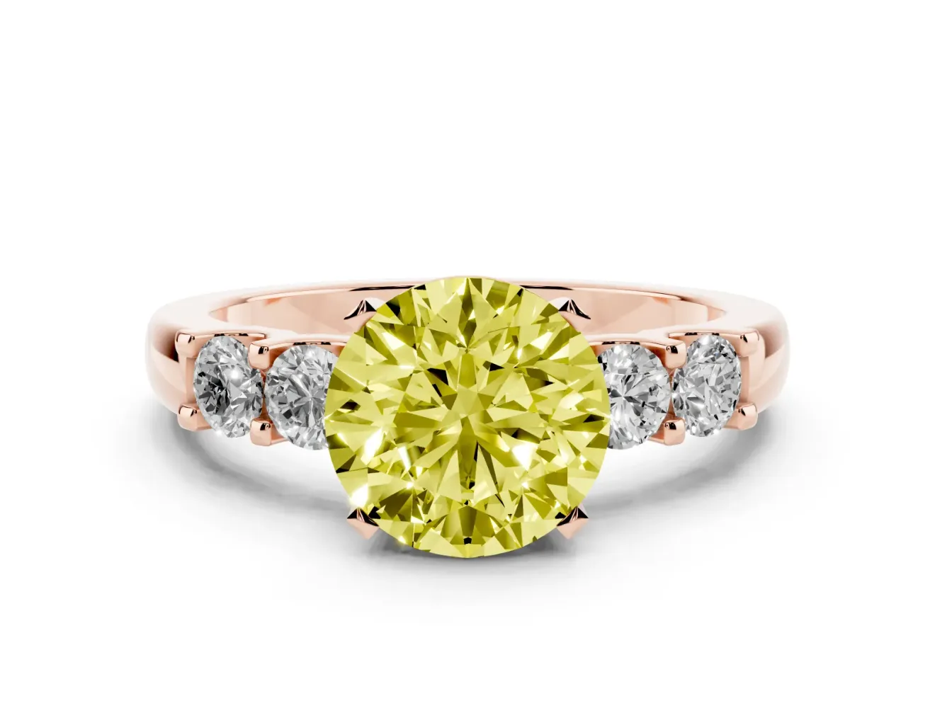 Round Five Stone Engagement Ring Setting for a Fancy Yellow Lab-Grown Diamond | Rose Gold