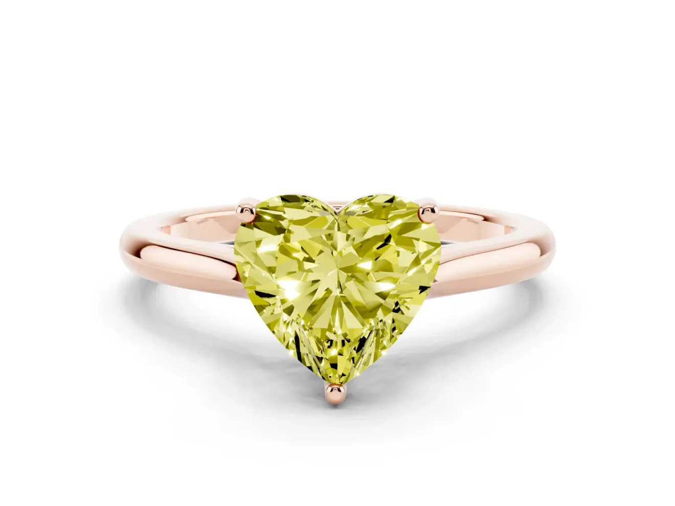 Heart-Shaped Cathedral Engagement Ring Setting for a Fancy Yellow Lab-Grown Diamond | Rose Gold