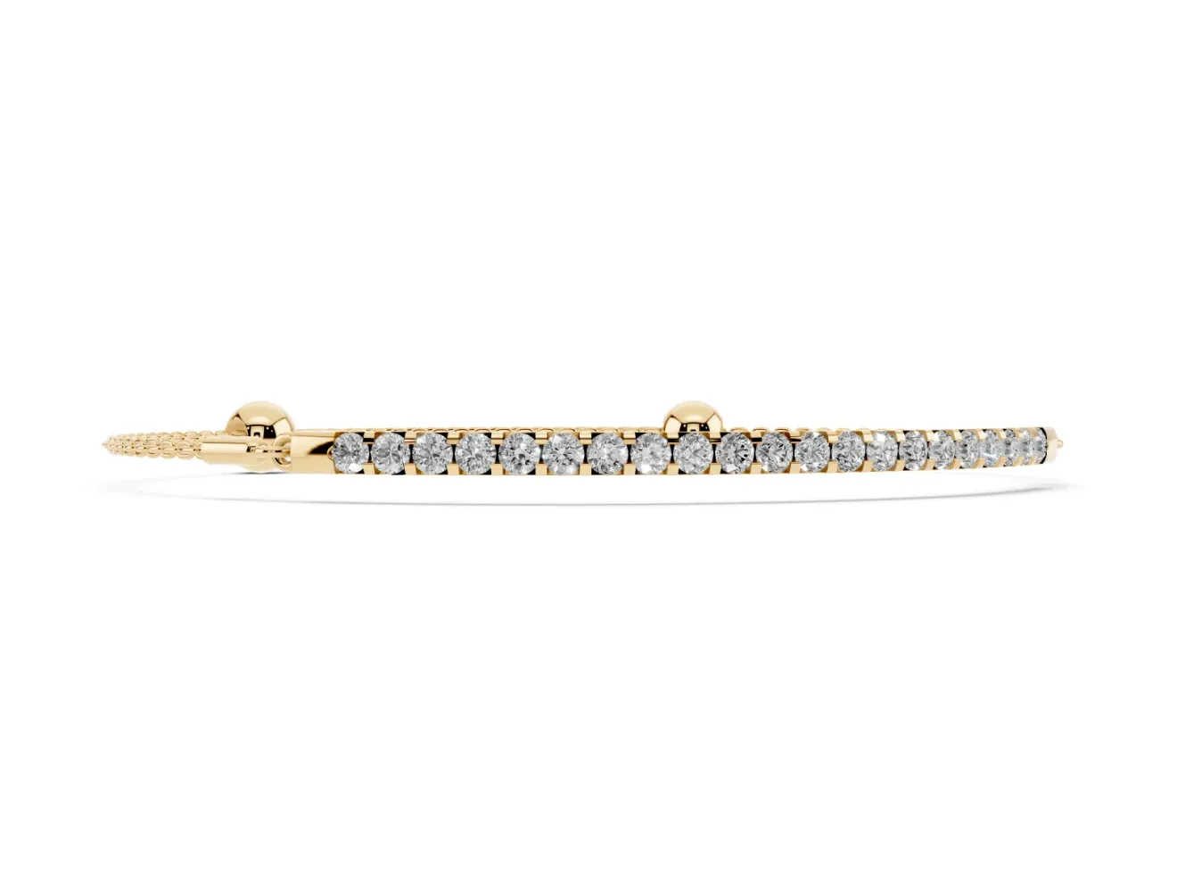 Round Lab-Grown Diamond Bar Chain Bracelet | Shared Prong Row | Yellow Gold