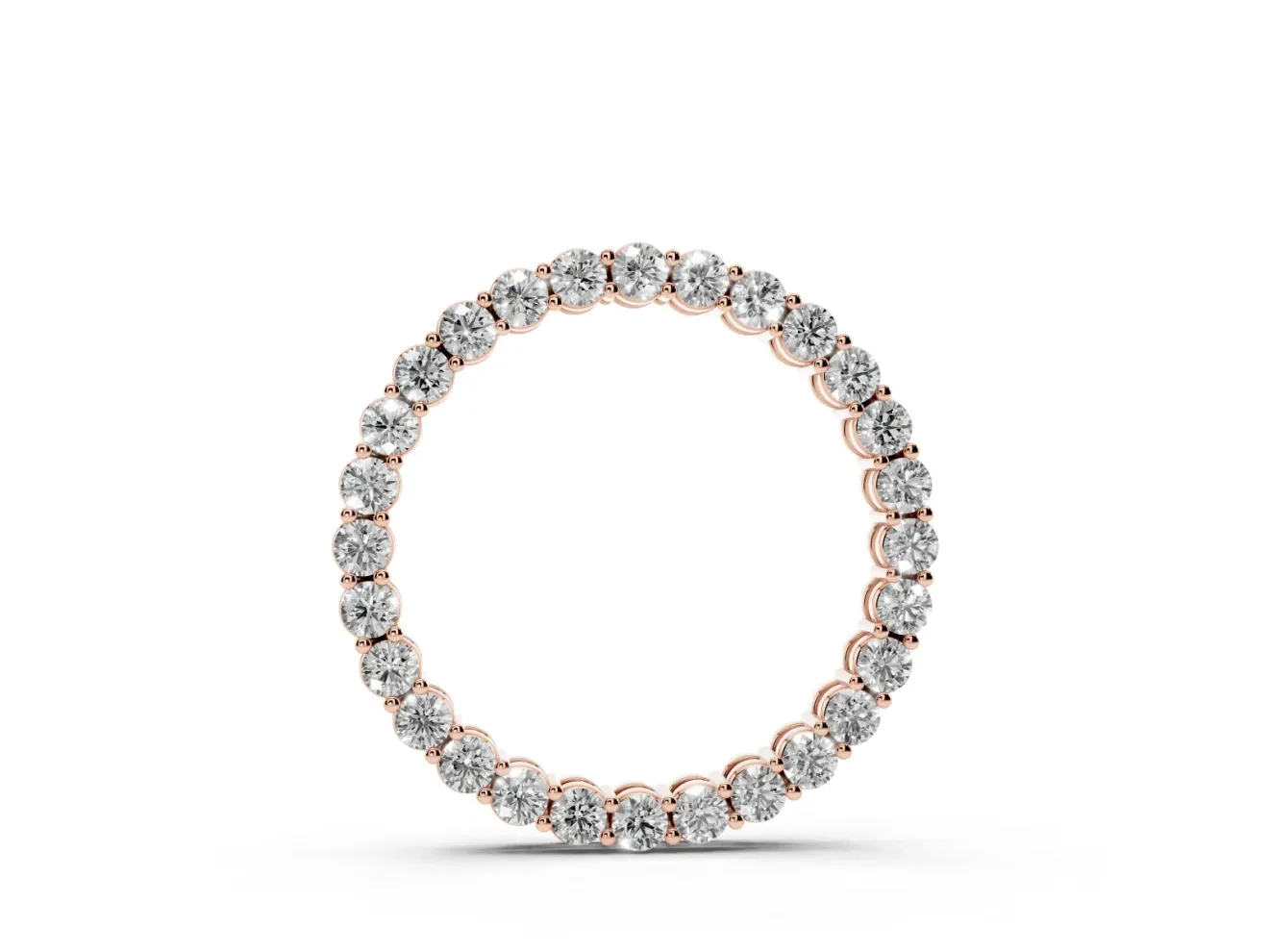 Round Lab-Grown Diamond Small Eternity Circle Pendant Necklace | Prong Set | Rose Gold