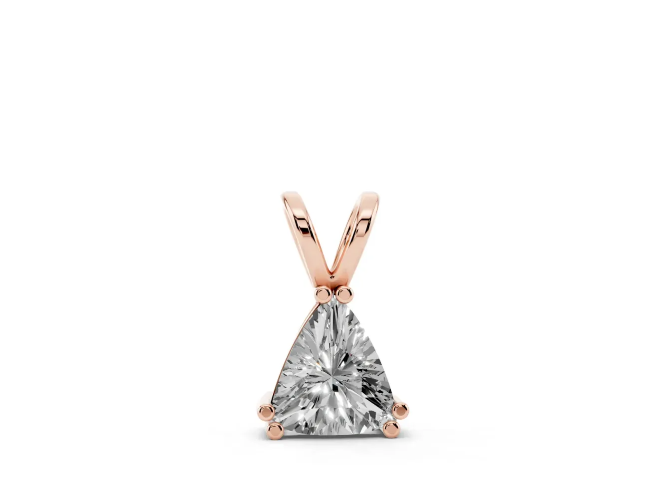 Trillion Cut Diamond Solitaire Pendant Set in Rose gold with Double Prong Setting