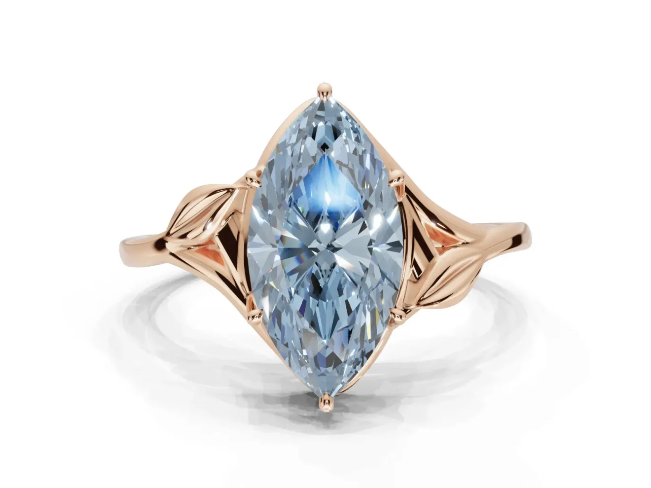 Marquise Bypass Solitaire Engagement Ring Setting for a Fancy Blue Lab-Grown Diamond | Rose Gold