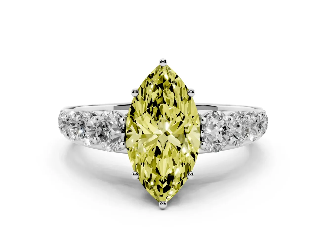 Marquise Engagement Ring Setting for a Fancy Yellow Lab-Grown Diamond | Sterling Silver - Design NV-24646