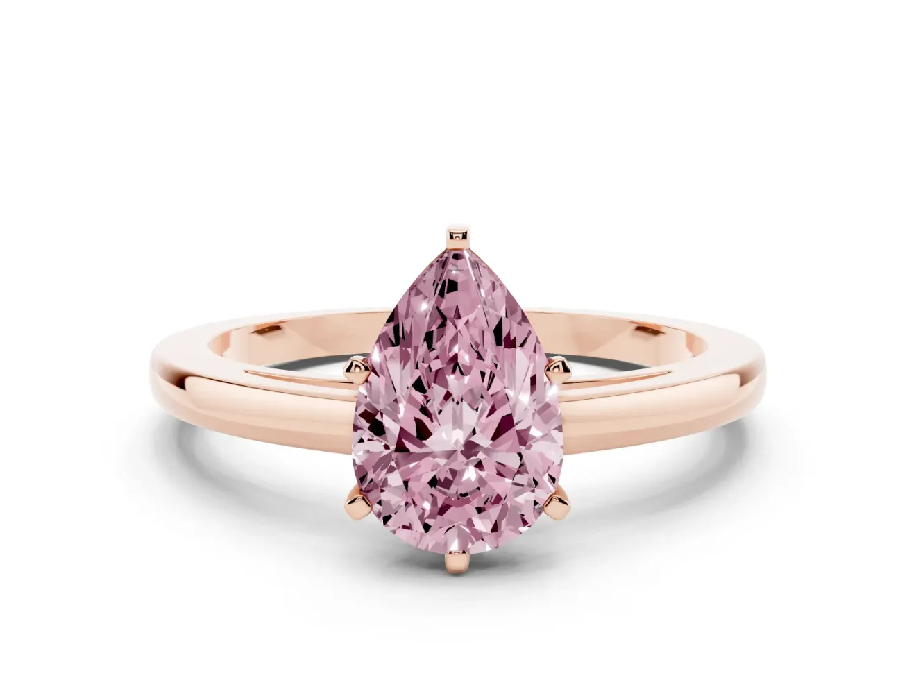 Pear-Shaped Plain Engagement Ring Setting for a Fancy Pink Lab-Grown Diamond | Rose Gold