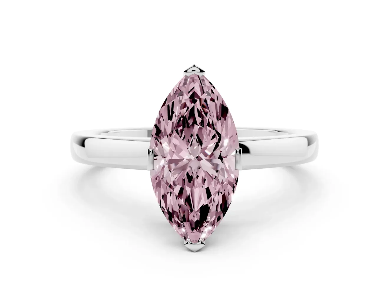 Marquise Tab Prong Solitaire Engagement Ring Setting for a Fancy Pink Lab-Grown Diamond | White Gold