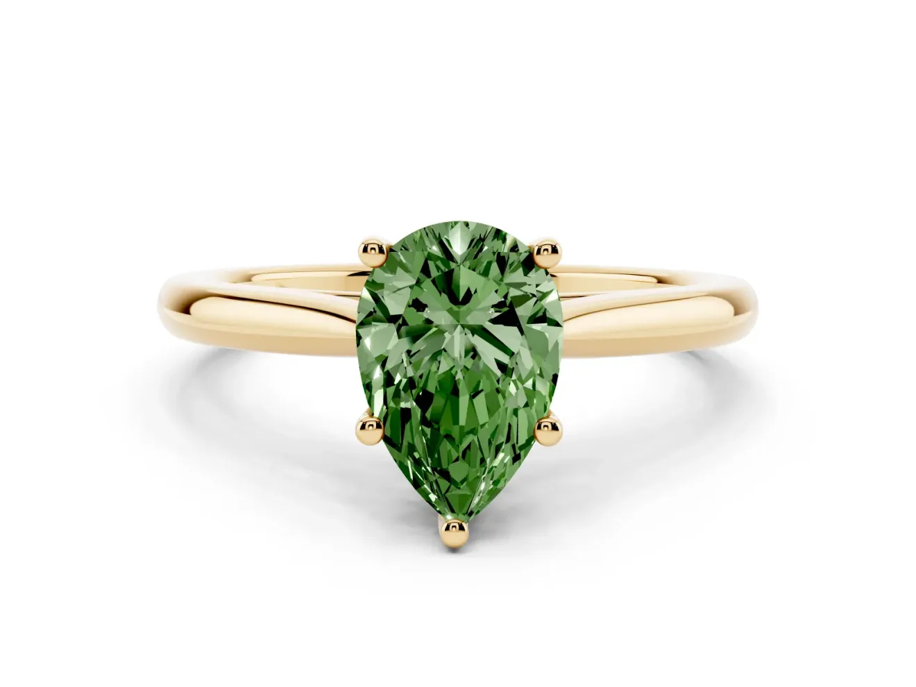 Pear-Shaped Cathedral Engagement Ring Setting for a Fancy Green Lab-Grown Diamond | Yellow Gold