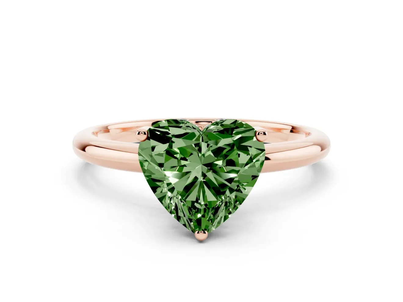 Heart-Shaped Hidden Halo Engagement Ring Setting for a Fancy Green Lab-Grown Diamond | Plain Band | Rose Gold