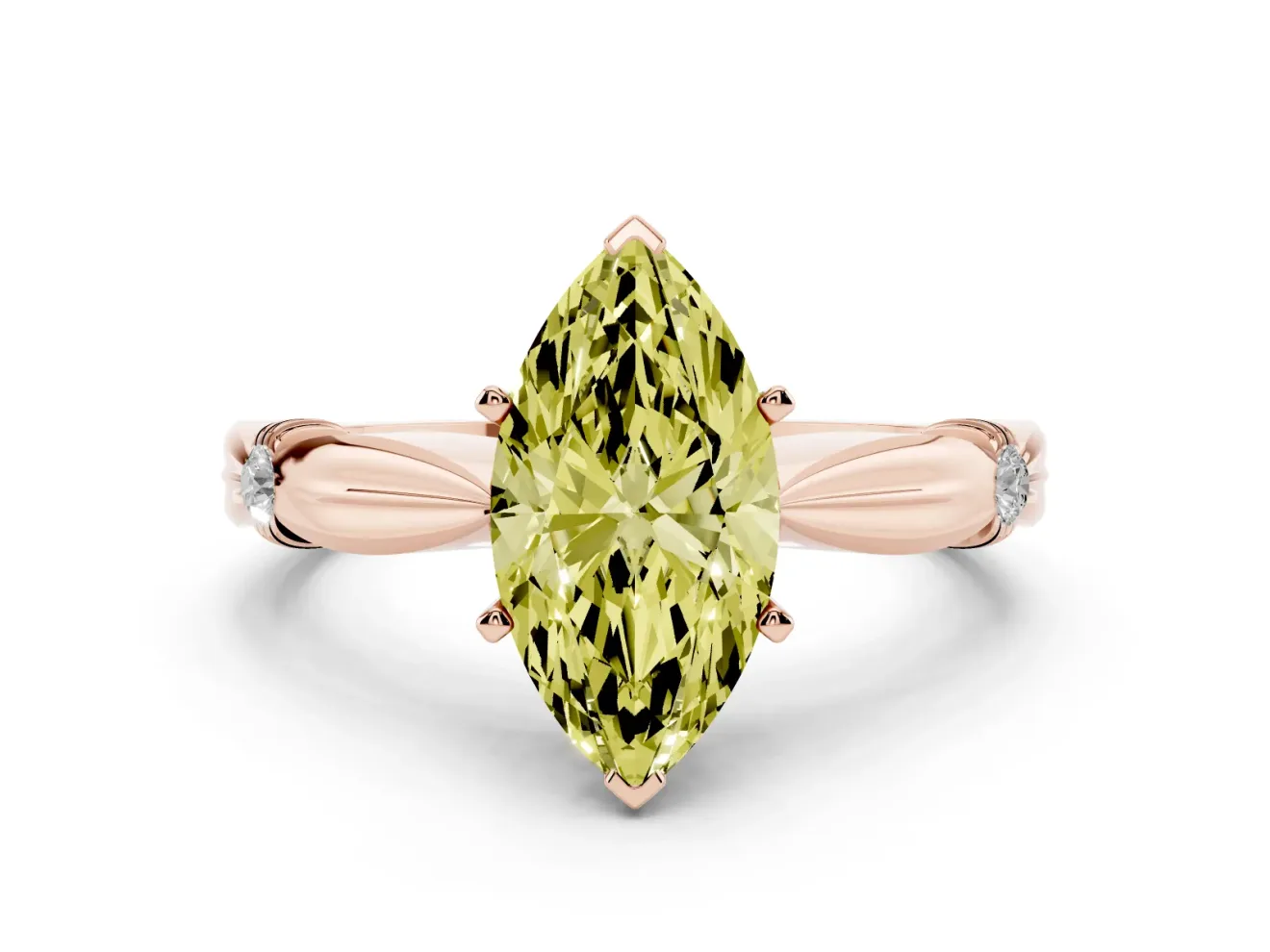 Marquise Floral Solitaire Engagement Ring Setting for a Fancy Yellow Lab-Grown Diamond | Rose Gold
