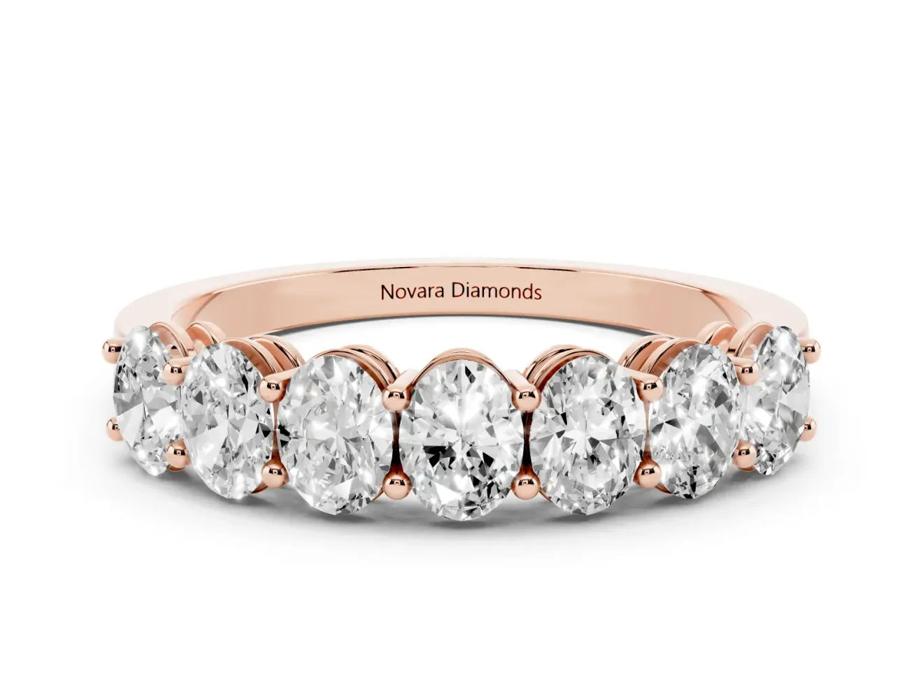 Oval Lab-Grown Diamond Half Eternity Band | Shared Prongs | Rose Gold