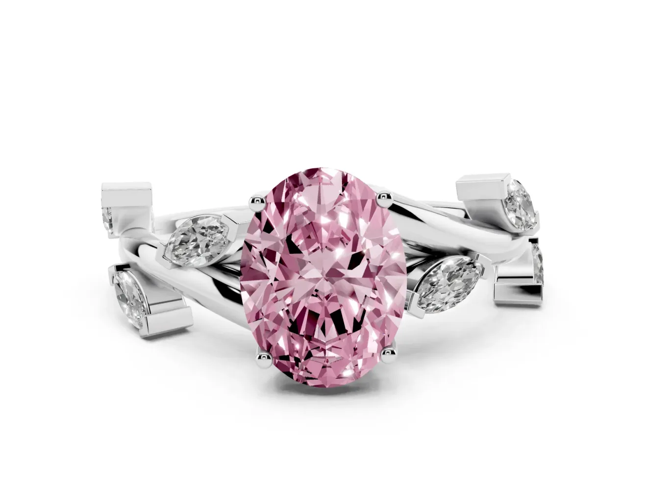 Oval Twisted Vine Engagement Ring Setting for a Fancy Pink Lab-Grown Diamond | Platinum