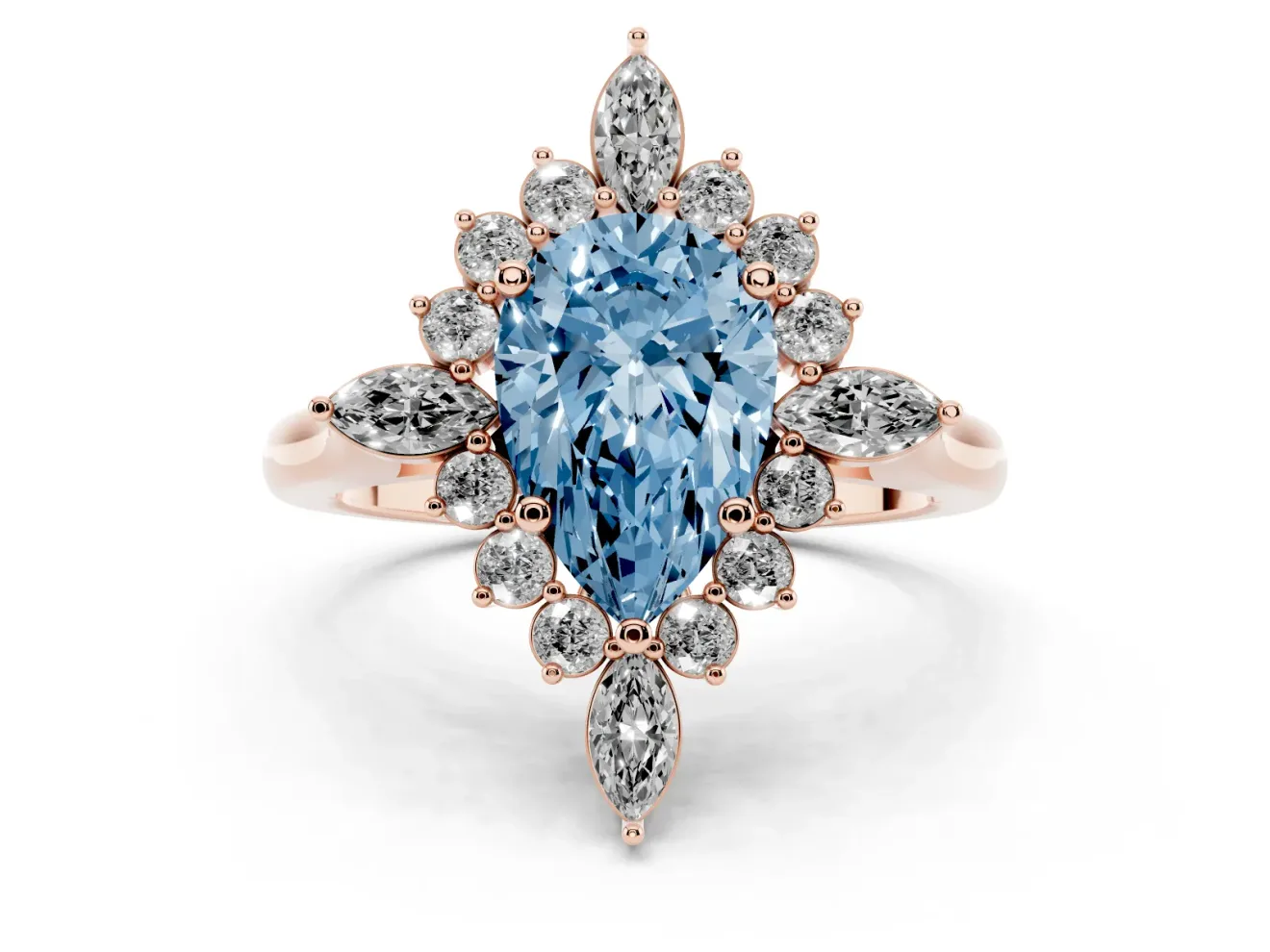 Pear-Shaped Engagement Ring Setting for a Fancy Blue Lab-Grown Diamond | Rose Gold - Design NV-24790