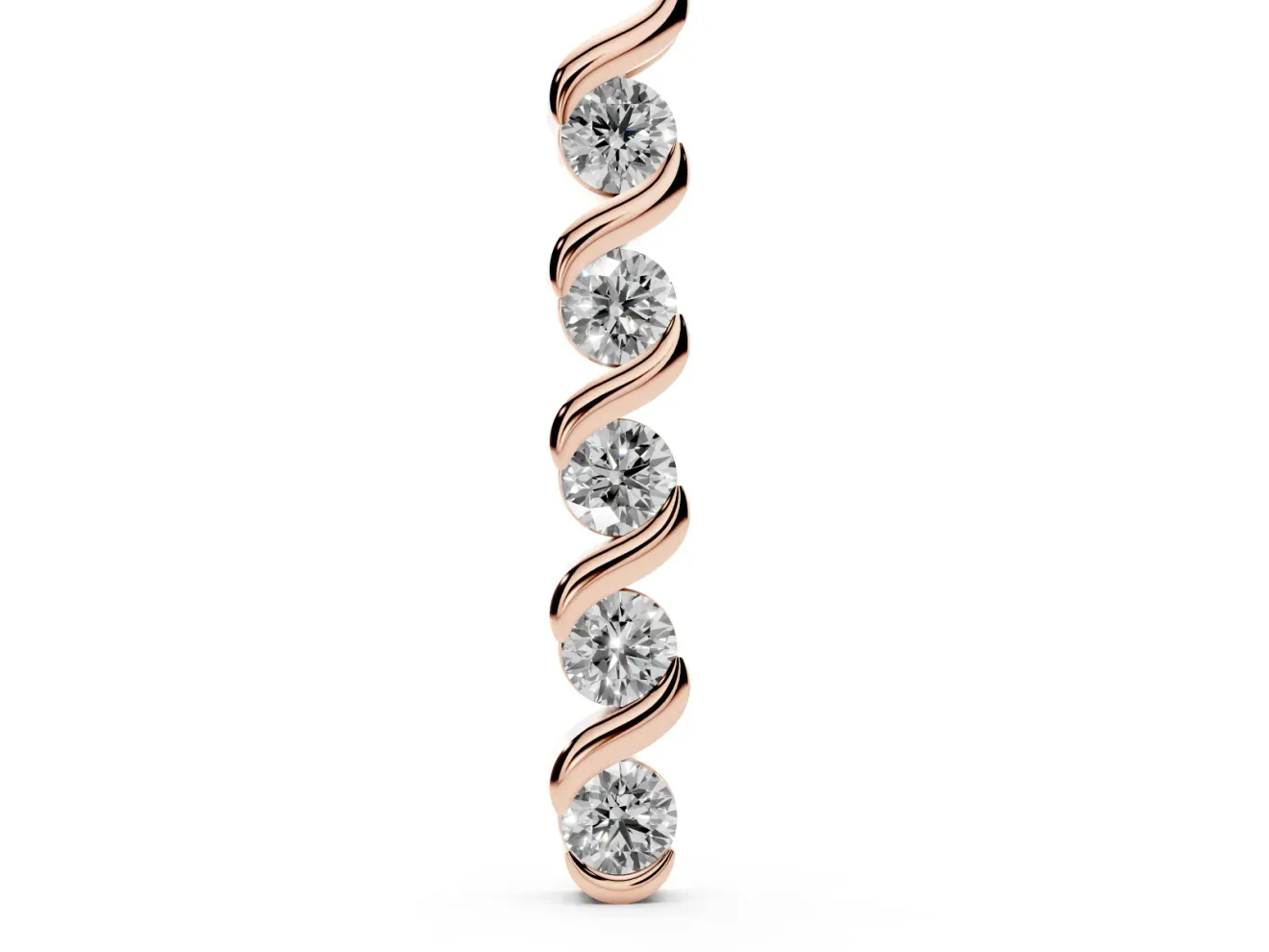 Round Lab-Grown Diamond Twist Spiral Pendant Necklace | Wrapped Ribbon | Rose Gold