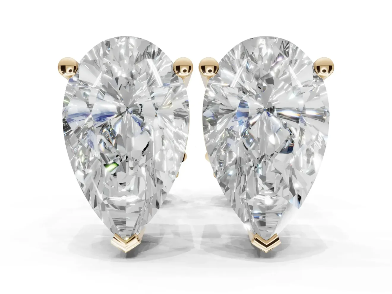 Heart-Shaped Lab-Grown Diamond Solitaire Basket Stud Earrings | Open Gallery | Yellow Gold