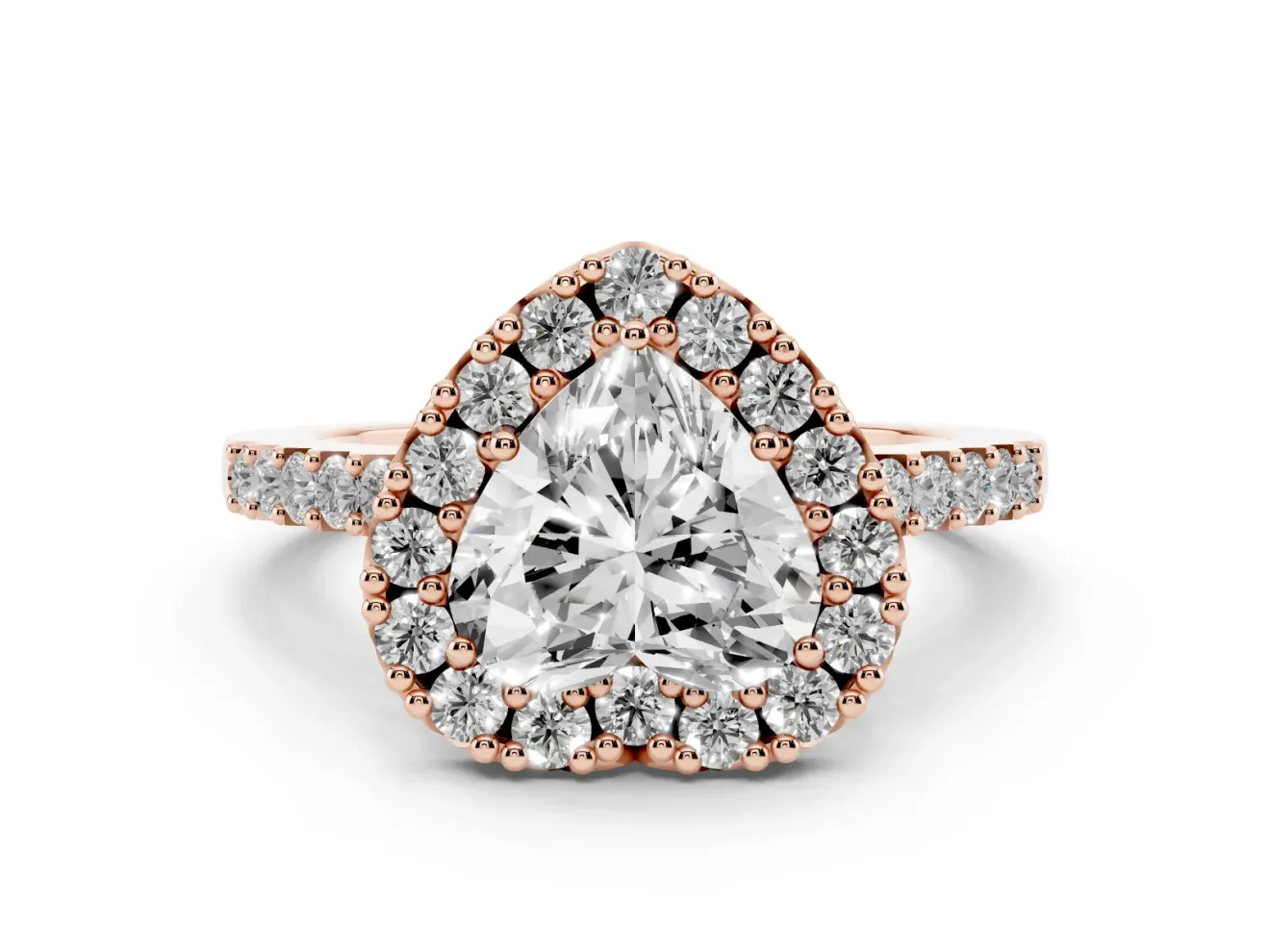 Heart-Shaped Halo Engagement Ring Setting | Single Row Pavé Band | Rose Gold