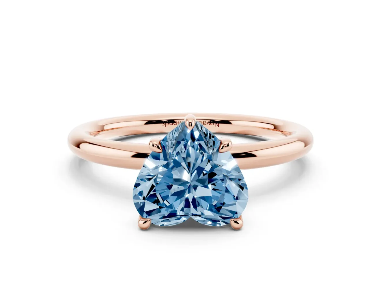 Heart-Shaped Hidden Halo Ring Setting for a Fancy Blue Lab-Grown Diamond | Rose Gold