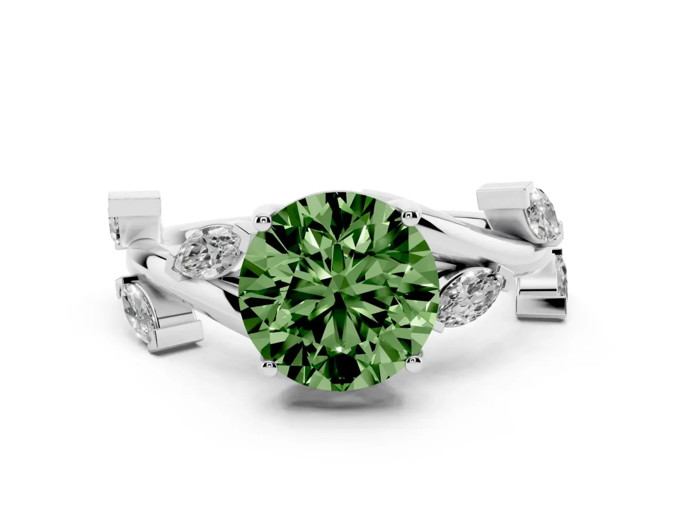 Round Twisted Vine Engagement Ring Setting for a Fancy Green Lab-Grown Diamond | Platinum
