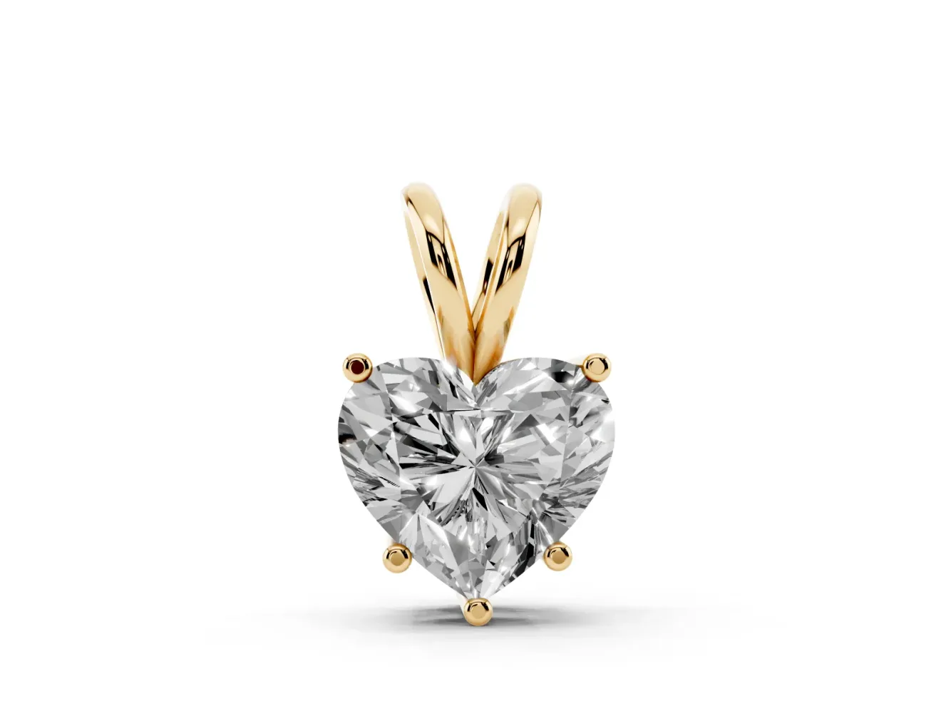 Heart-Shaped Lab-Grown Diamond Solitaire Pendant Necklace | V Bail | Yellow Gold
