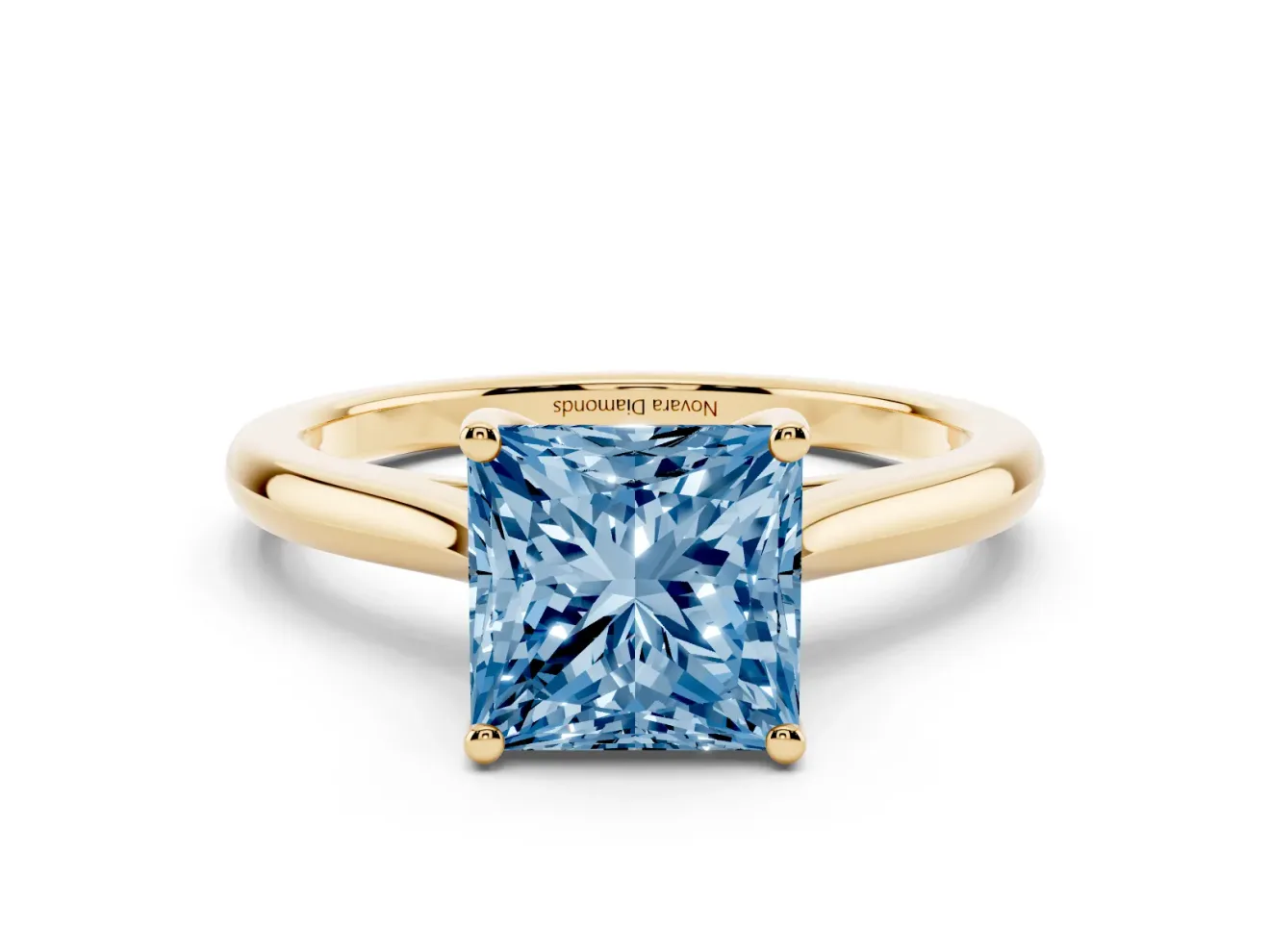 Princess Cut Cathedral Engagement Ring Setting for a Fancy Blue Lab-Grown Diamond | Yellow Gold