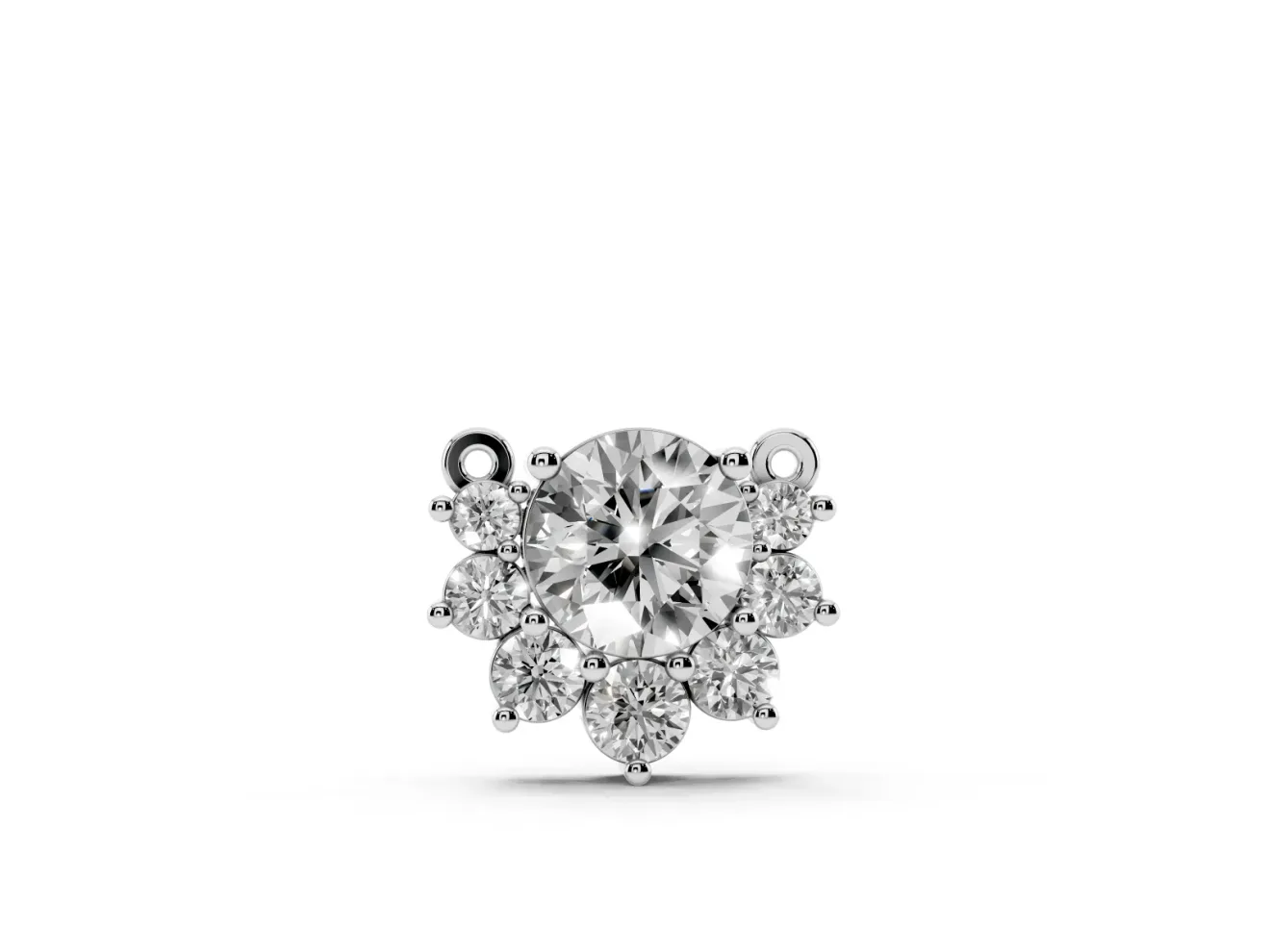 Round Lab-Grown Diamond Fan Cluster Pendant Necklace | Open Top | White Gold