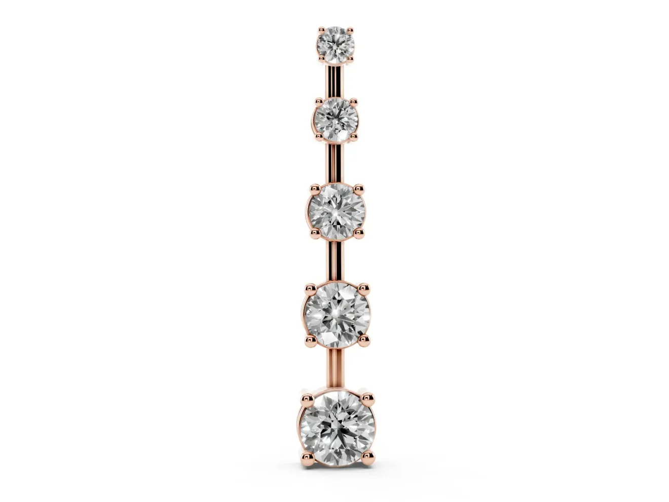 Round Lab-Grown Diamond Graduated Vertical Bar Pendant Necklace | Prong Baskets | Rose Gold
