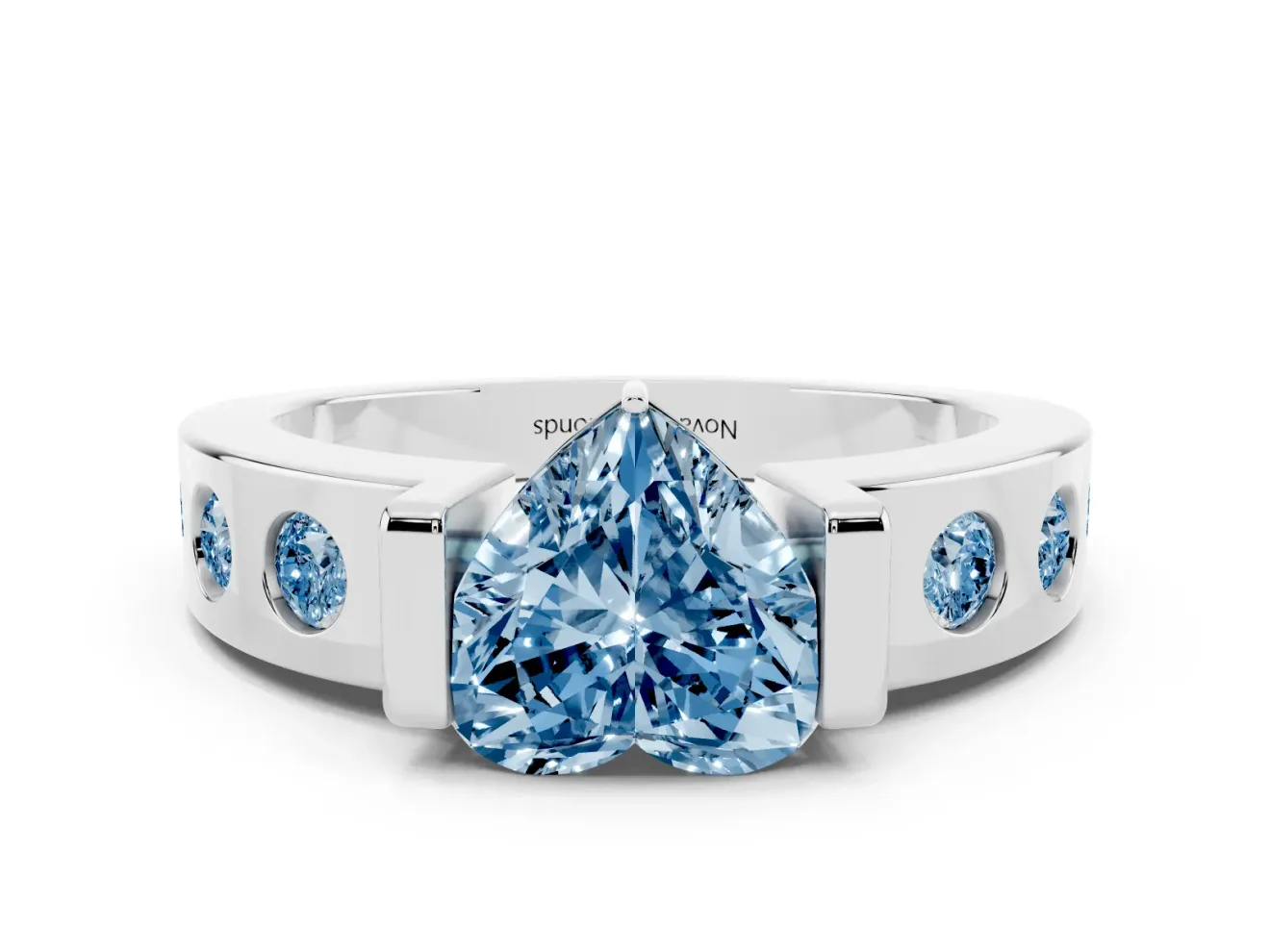 Heart-Shaped Tension Style Engagement Ring Setting for a Fancy Blue Lab-Grown Diamond | Platinum
