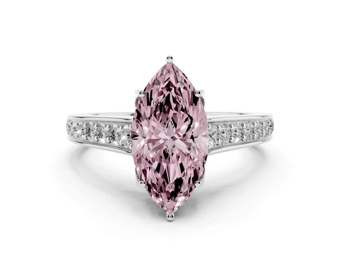 Marquise Graduated Pavé Engagement Ring Setting for a Fancy Pink Lab-Grown Diamond | Platinum