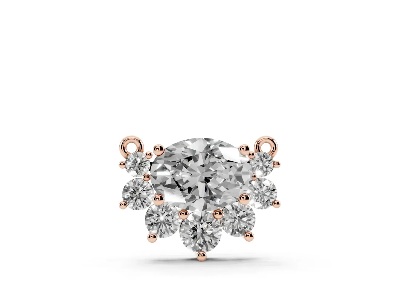 Oval Lab-Grown Diamond East-West Cluster Pendant Necklace | Graduated Accents | Rose Gold