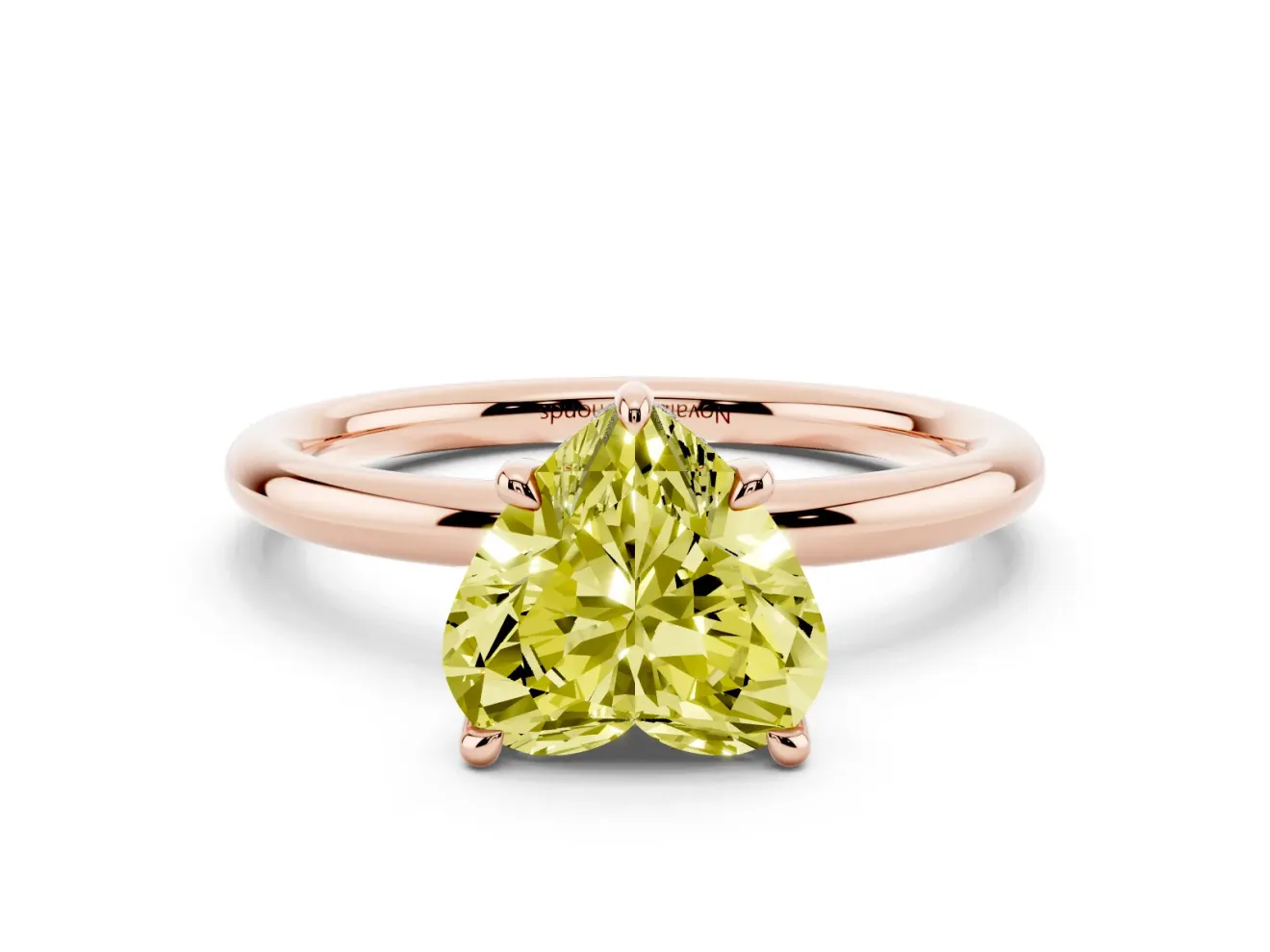 Heart-Shaped Hidden Halo Ring Setting for a Fancy Yellow Lab-Grown Diamond | Rose Gold
