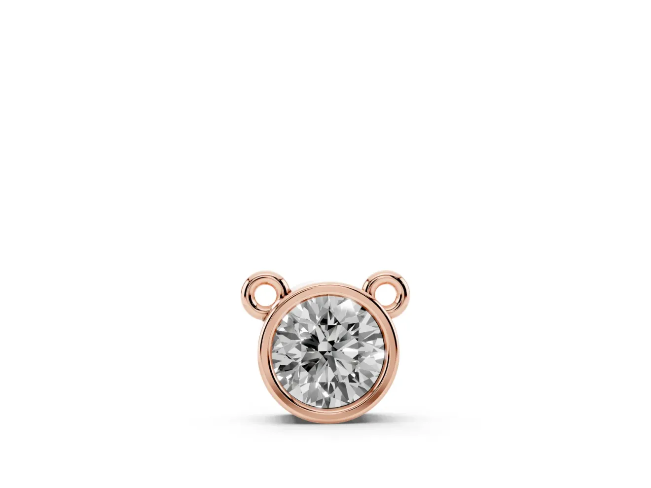 Round Lab-Grown Diamond Bezel Solitaire Pendant Necklace | Side Loop Bail | Rose Gold