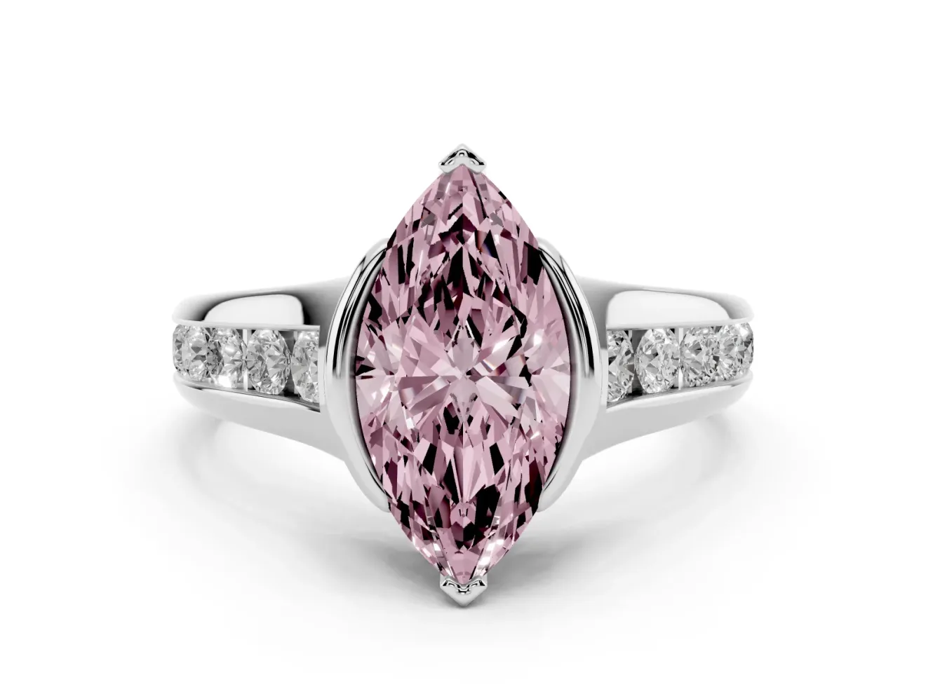 Marquise Half Bezel Engagement Ring Setting for a Fancy Pink Lab-Grown Diamond | Platinum