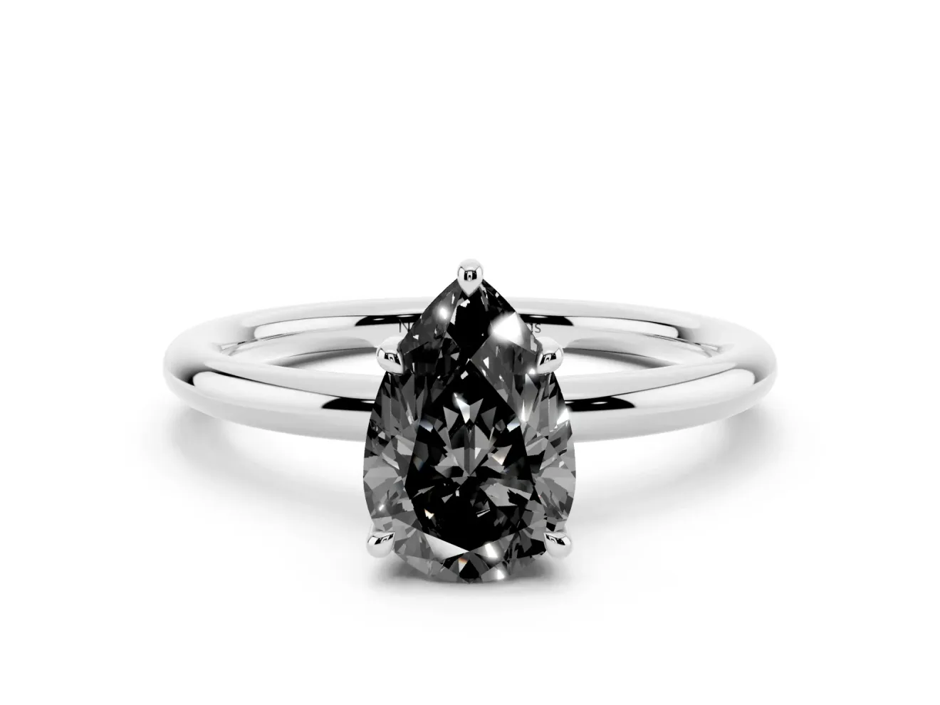 Pear-Shaped Hidden Halo Ring Setting for a Black Center | Sterling Silver