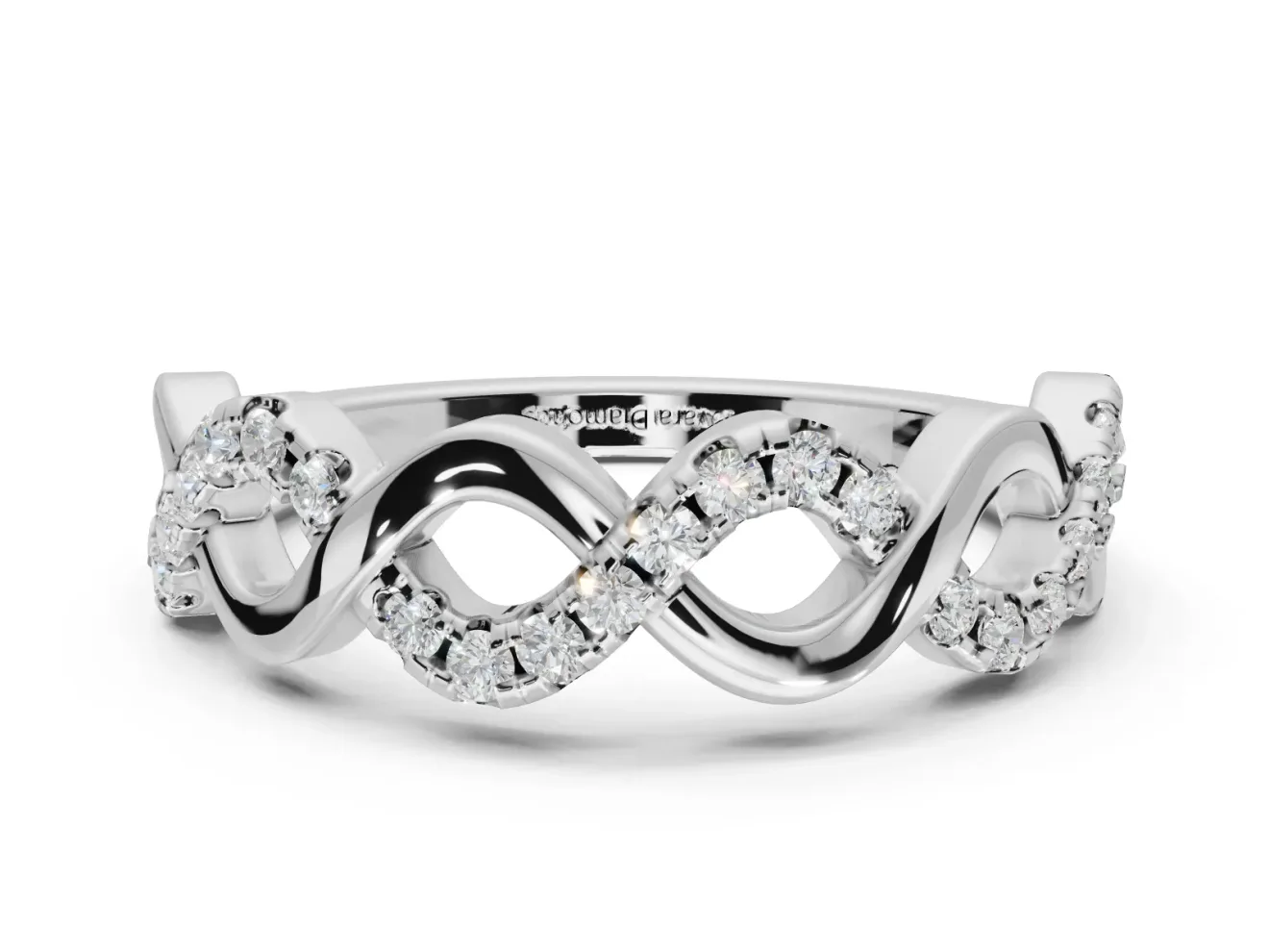 Round Lab-Grown Diamond Infinity Twist Wedding Band | Pavé and Polished | Platinum