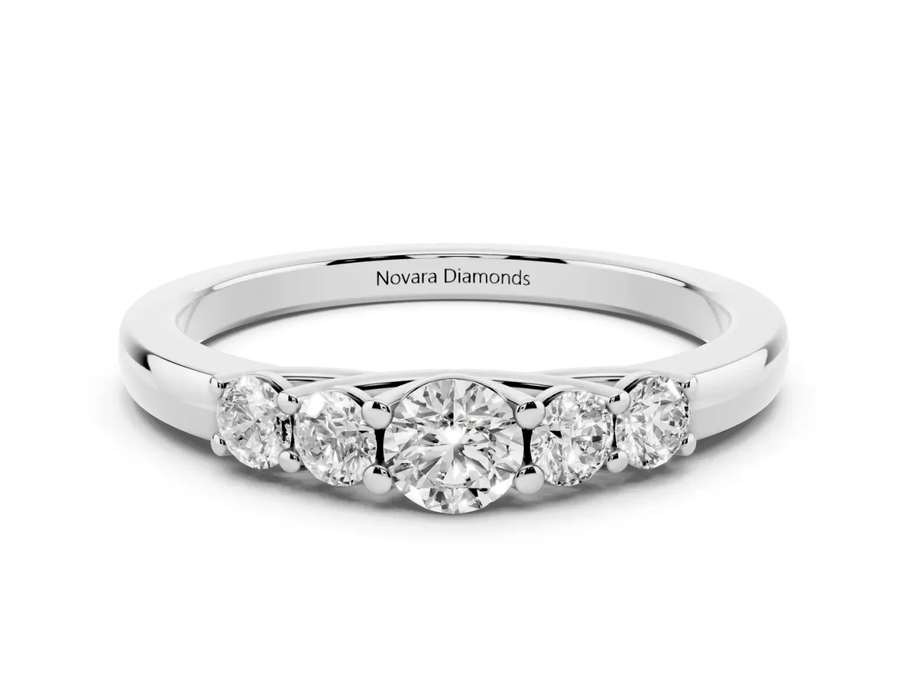 Round Lab-Grown Diamond Five-Stone Wedding Band | Trellis Gallery | Platinum