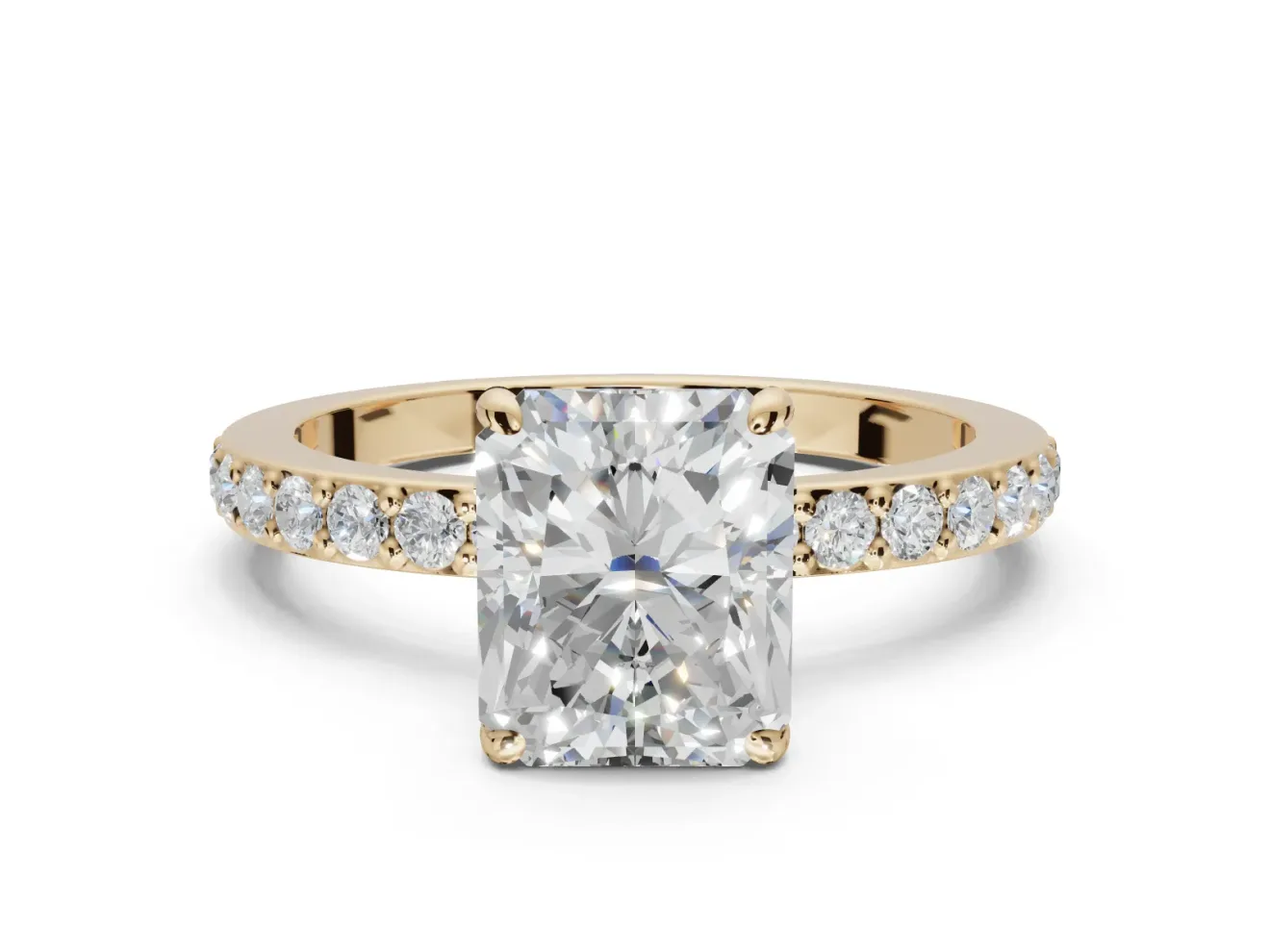 Radiant Cut Hidden Halo Engagement Ring Setting | Yellow Gold