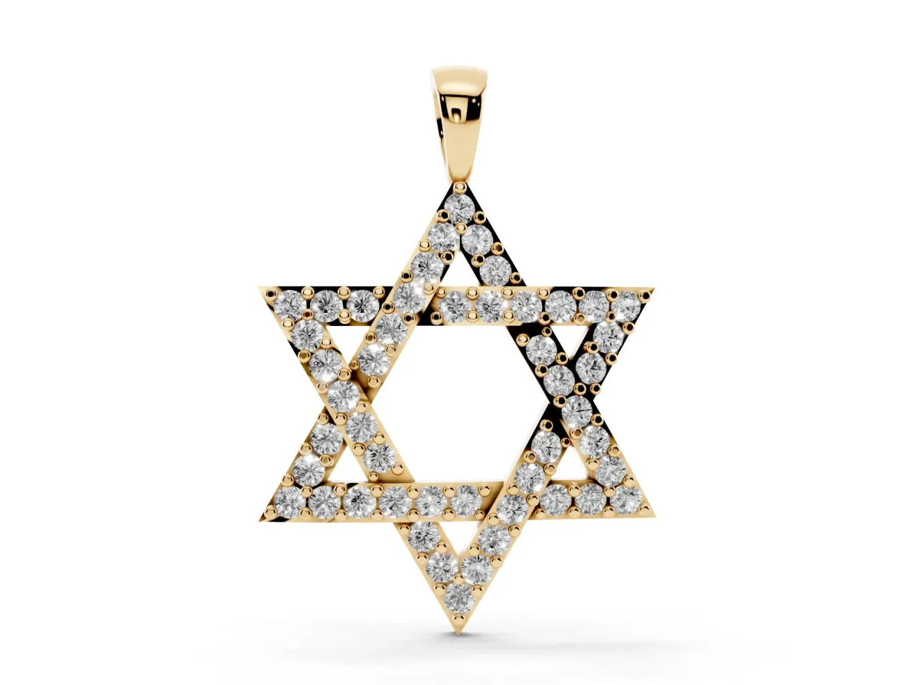 Round Lab-Grown Diamond Pavé Star of David Pendant Necklace | Woven Triangles | Yellow Gold