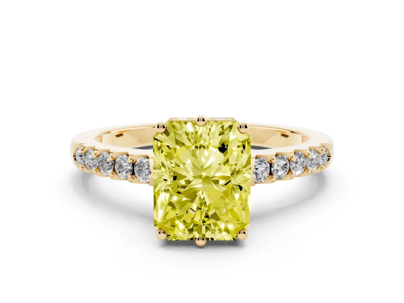 Radiant Cut Engagement Ring Setting for a Fancy Yellow Lab-Grown Diamond | Yellow Gold - Design NV-24649