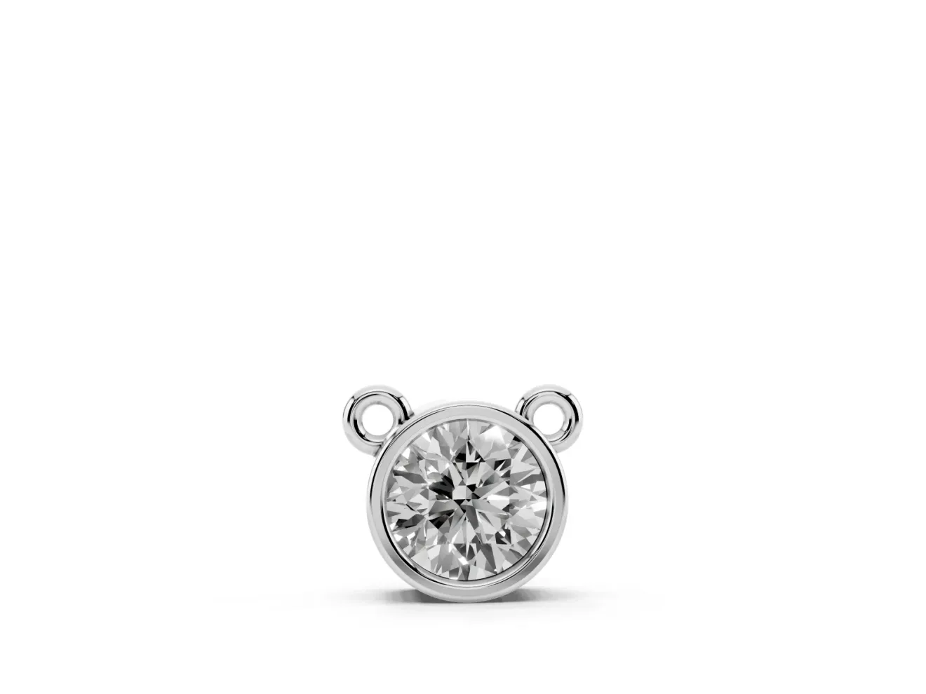 Round Lab-Grown Diamond Bezel Solitaire Pendant Necklace | Side Loop Bail | Sterling Silver