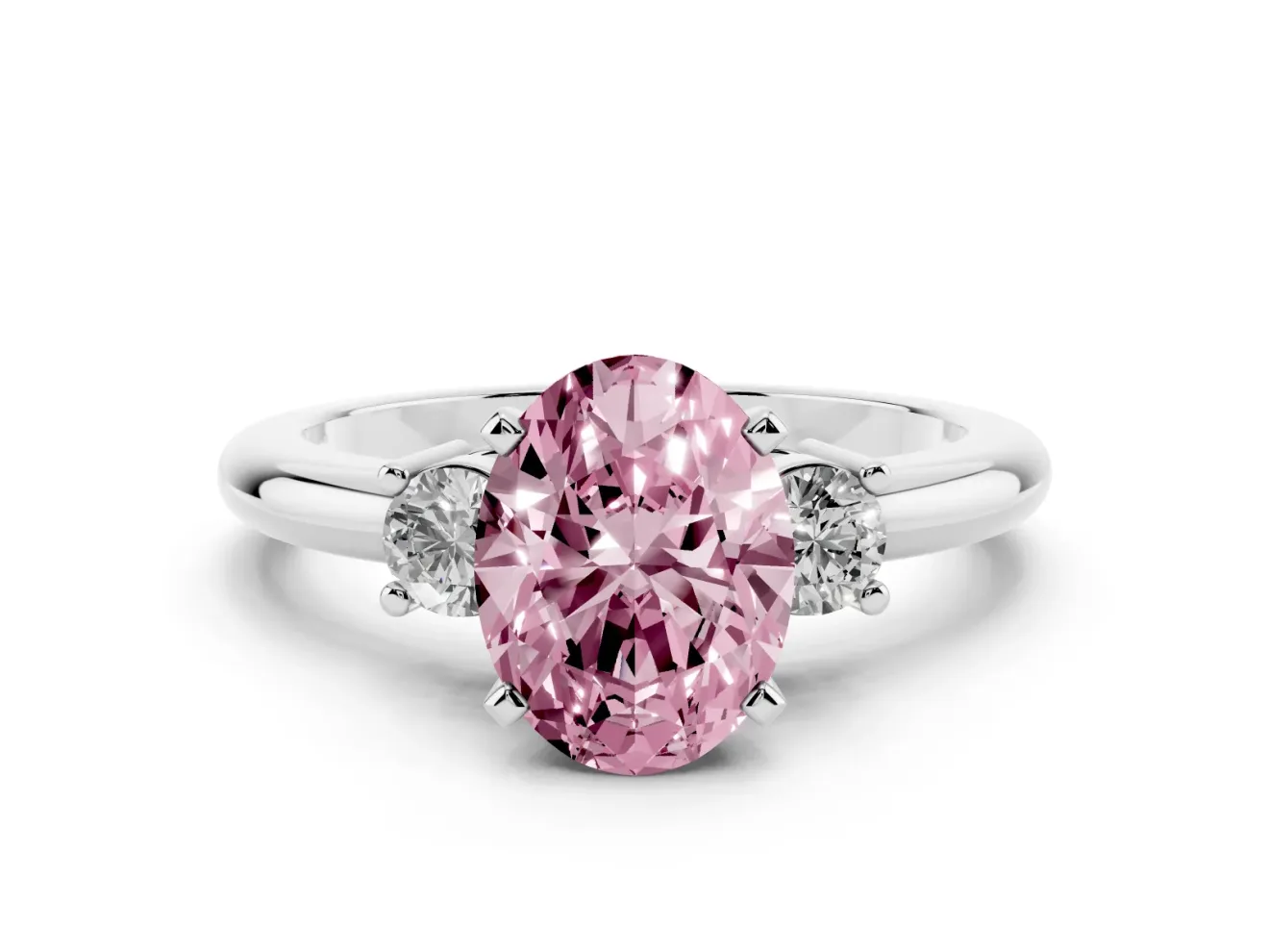Oval 3 Stone Engagement Ring Setting for a Fancy Pink Lab-Grown Diamond | Platinum