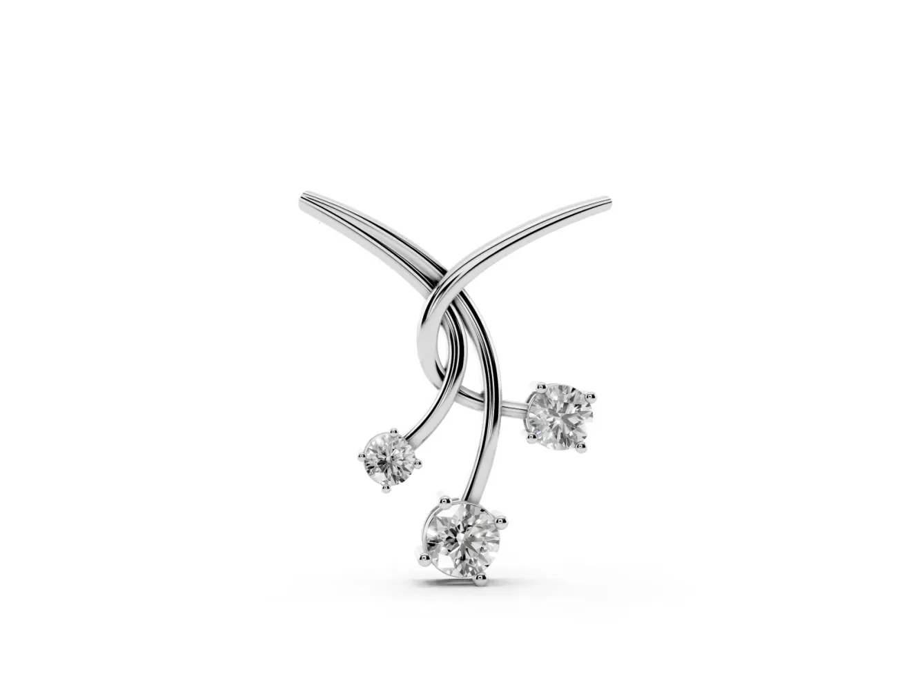 Round Lab-Grown Diamond Intertwined Pendant Necklace | Staggered Trio | Sterling Silver