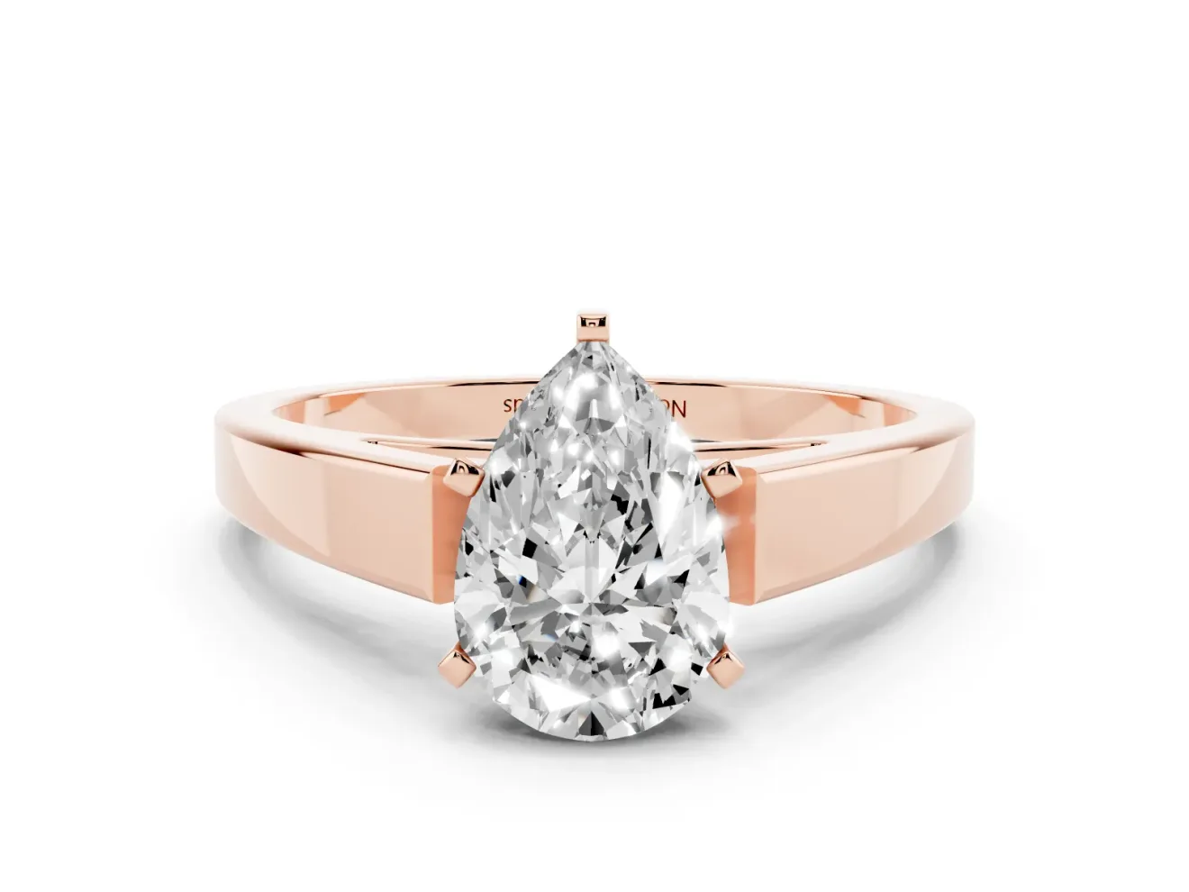 Pear-Shaped Cathedral Solitaire Engagement Ring Setting | Tapered Band | Rose Gold