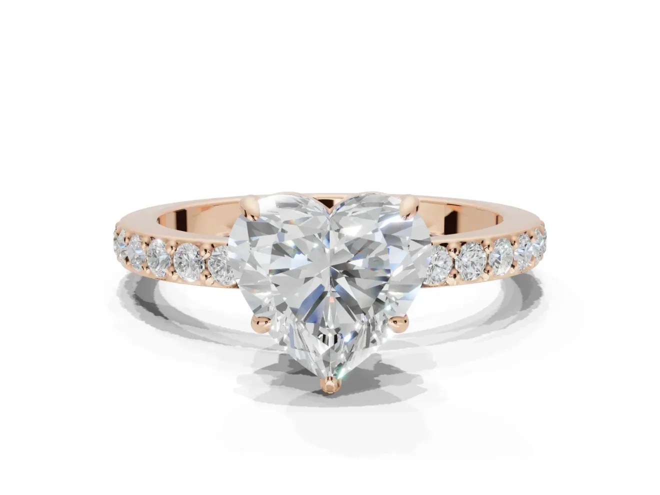 Heart-Shaped Hidden Halo Engagement Ring Setting | Rose Gold