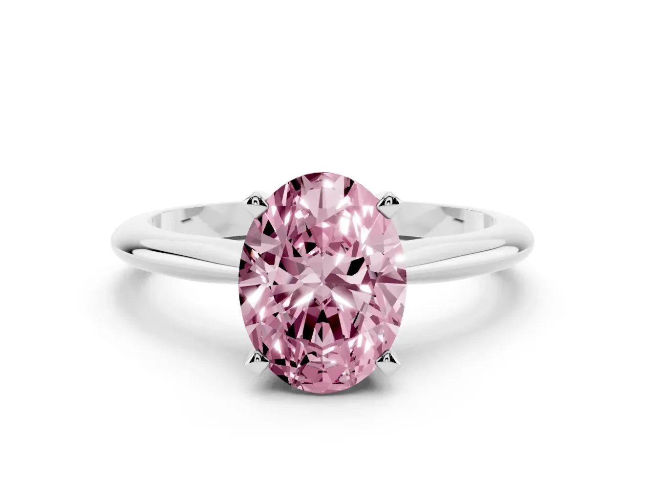 Oval Engagement Ring Setting for a Fancy Pink Lab-Grown Diamond | Sterling Silver