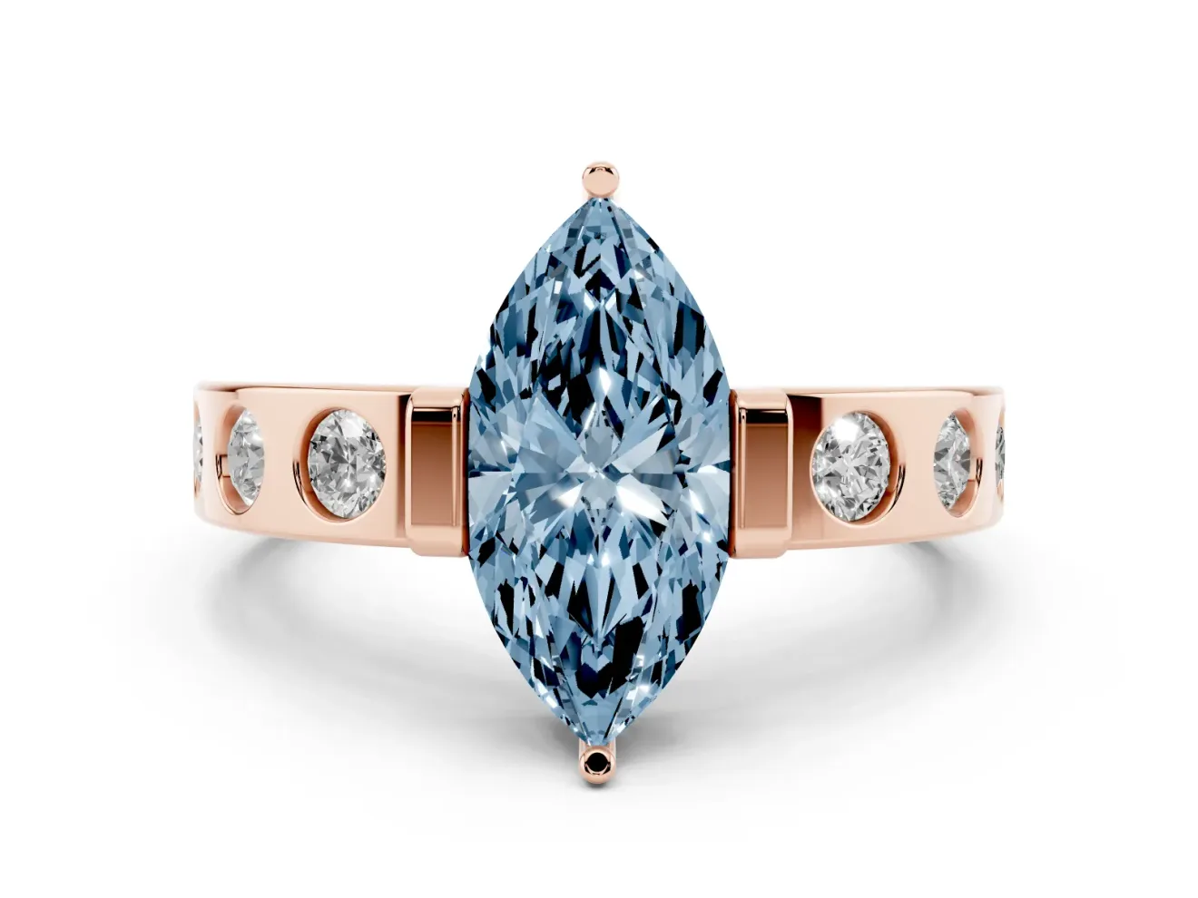 Marquise Tension Style Engagement Ring Setting for a Fancy Blue Lab-Grown Diamond | Rose Gold