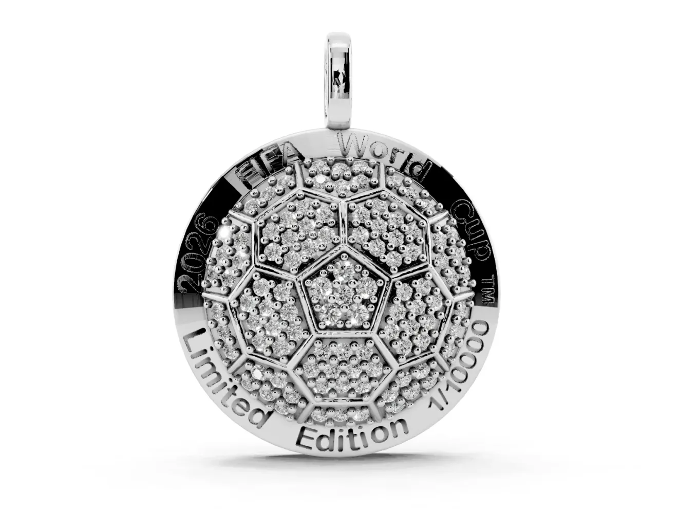 Round Lab-Grown Diamond Pavé Soccer Ball Pendant Necklace | Lettered Rim | Sterling Silver